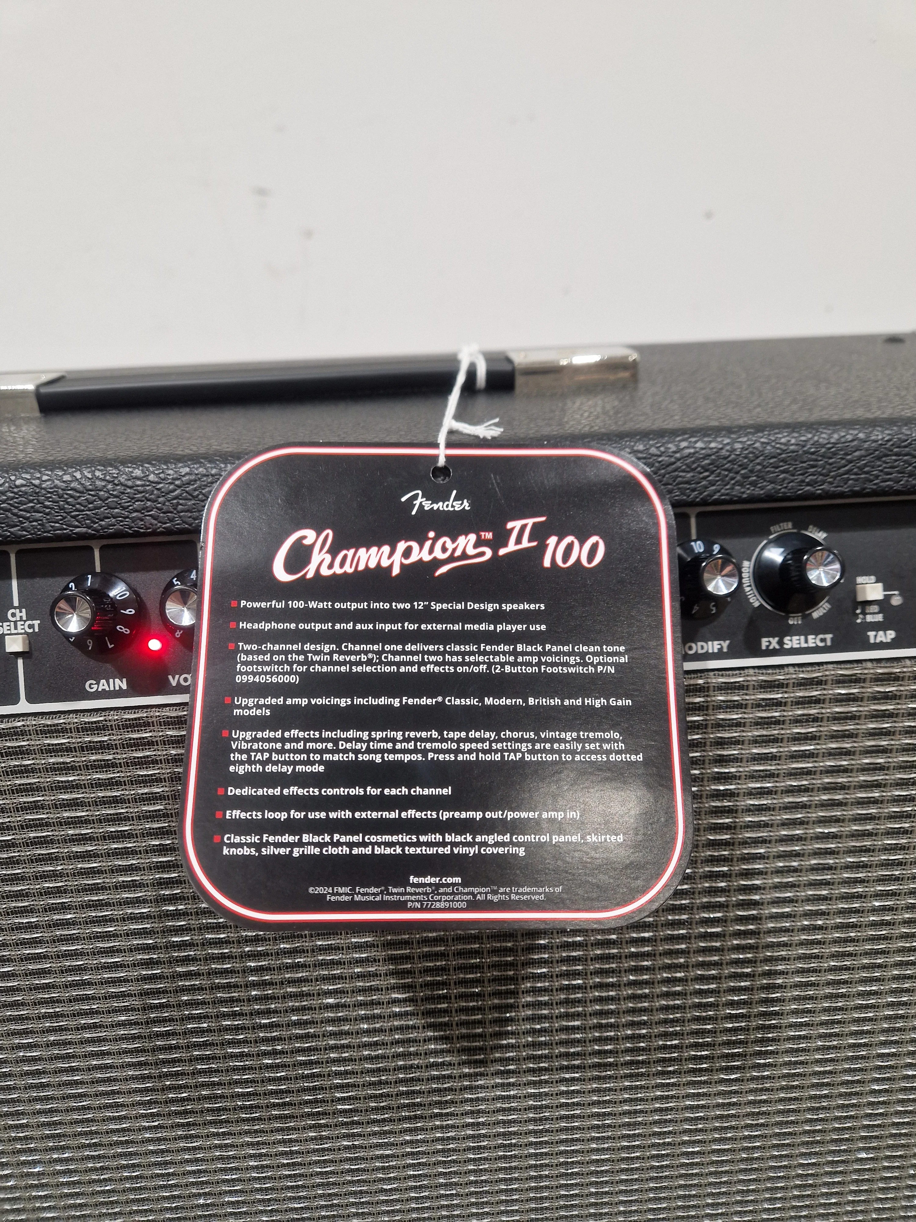 Fender Champion II 100 Combo - Guitar Amplifier Combo - Black - Like New w/ Cables & Tags - Image 17
