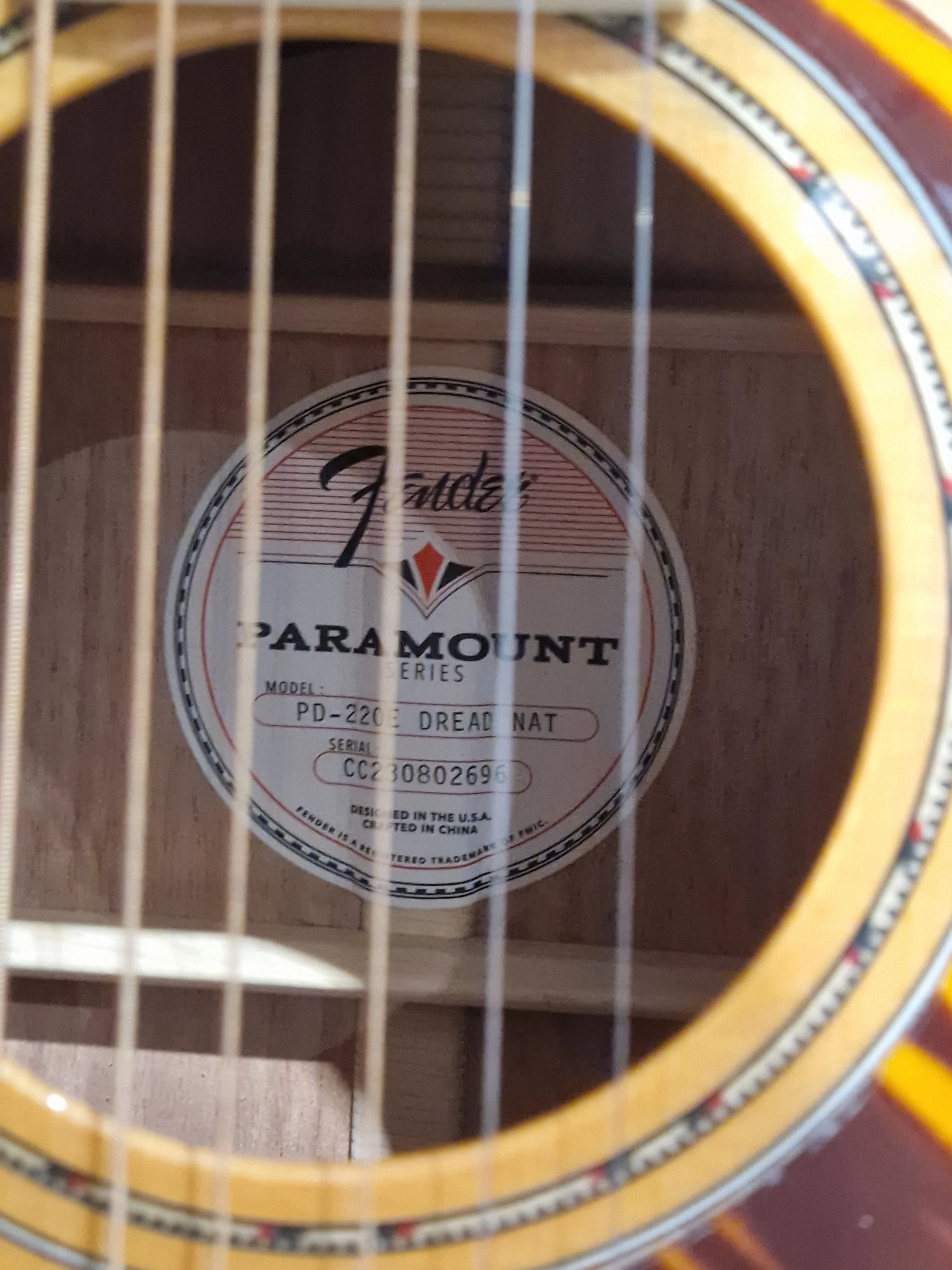 Fender Paramount PD-220 - Acoustic Guitar - Dreadnought Natural - Excellent w/ Hard Case - Image 2