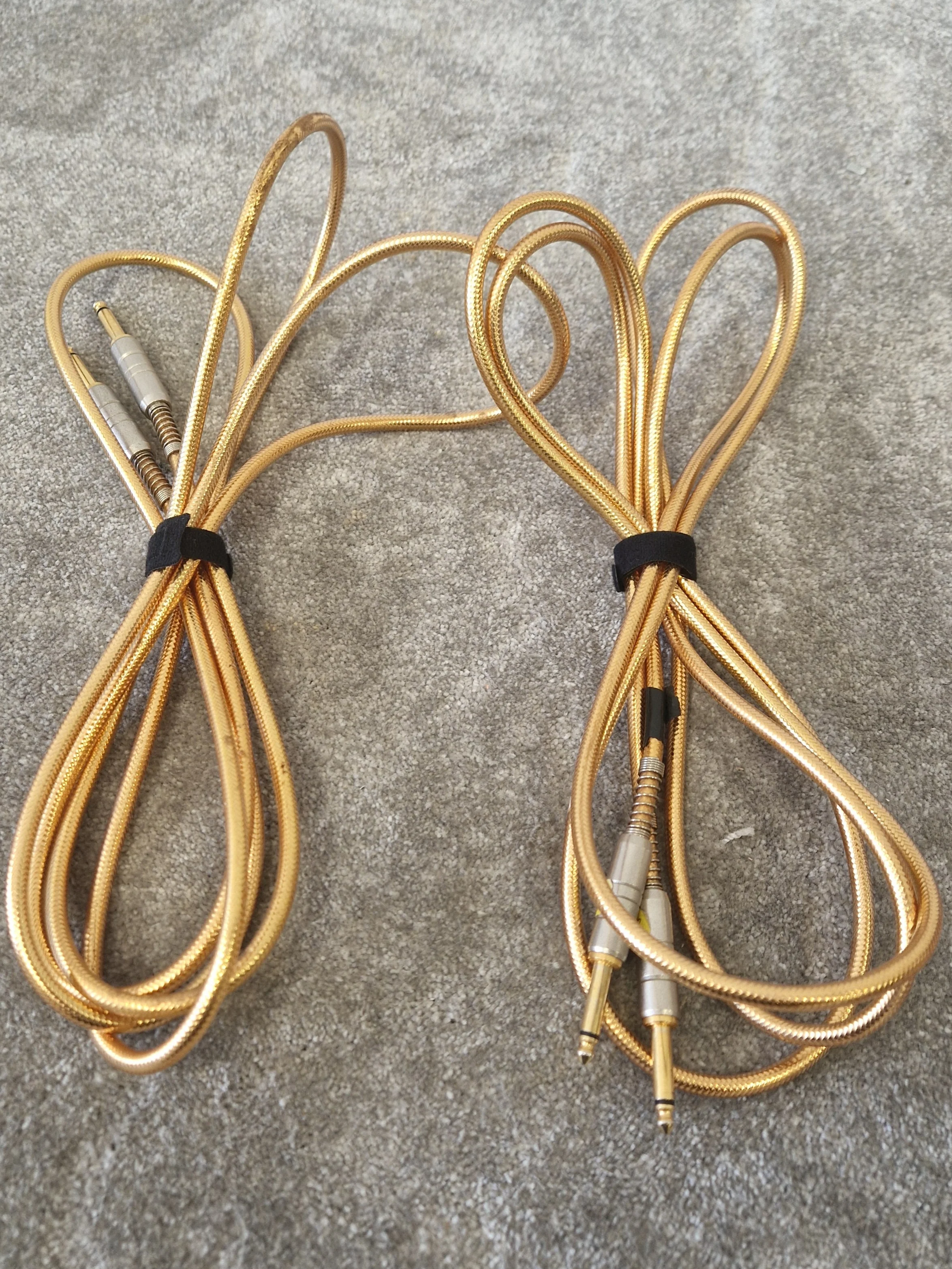 3M 1/4" TS Pair of Guitar Cables Gold – Premium Jack-to-Jack Lead for Studio & Stage Use