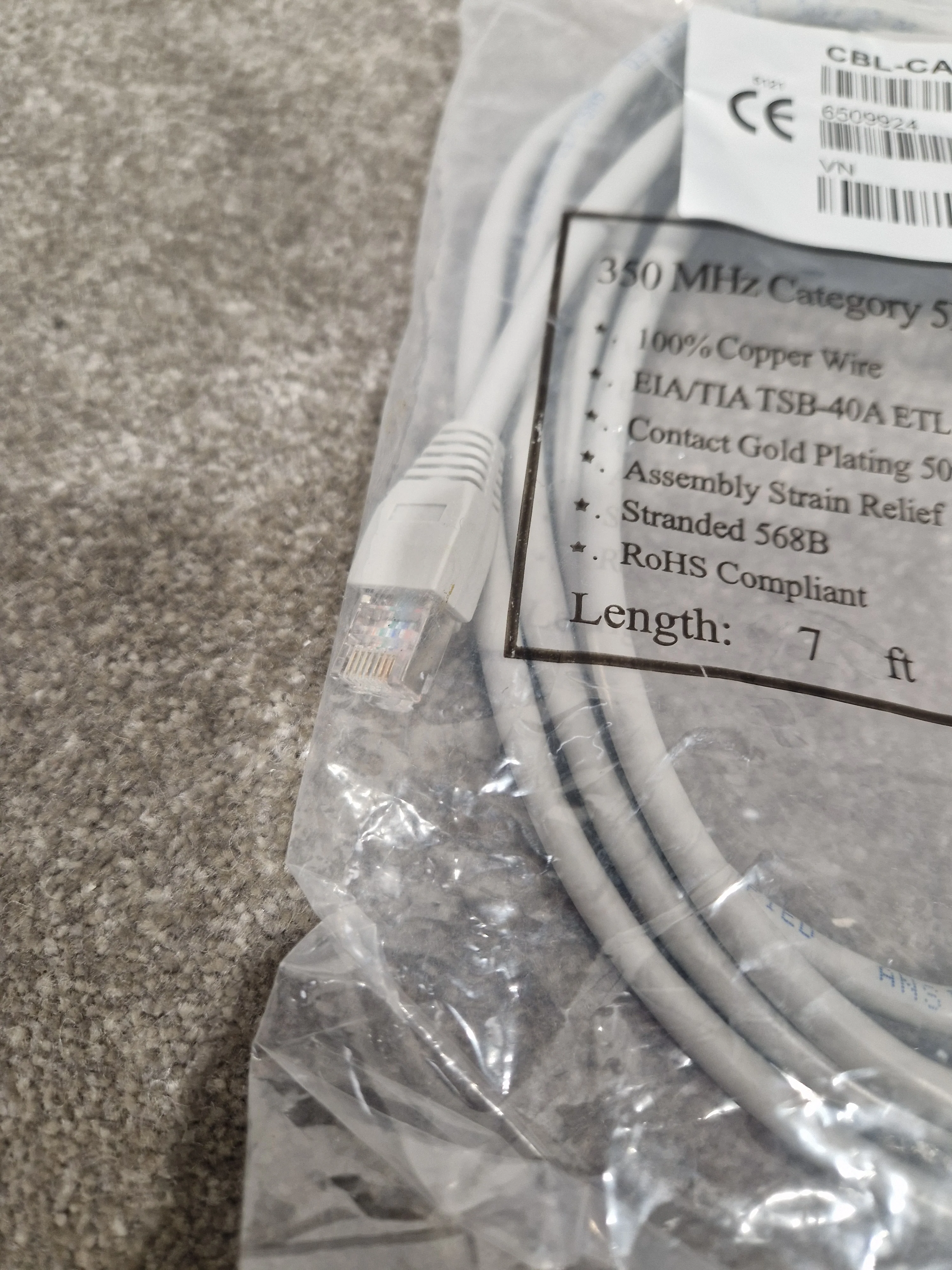 Grey 7FT Long Ethernet Cable - High-Speed Data Transfer - Excellent w/ Original packaging - Image 2