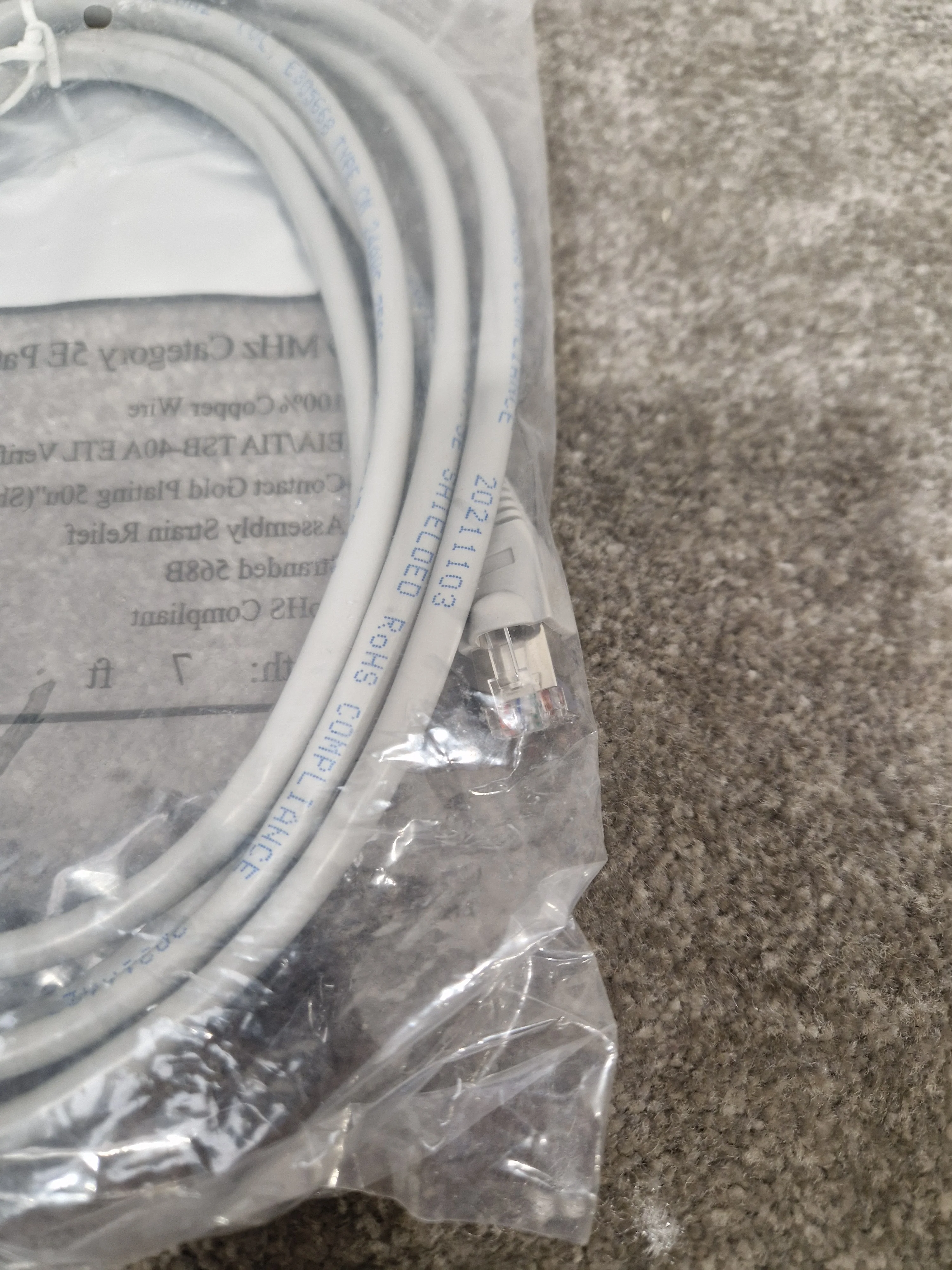 Grey 7FT Long Ethernet Cable - High-Speed Data Transfer - Excellent w/ Original packaging - Image 3