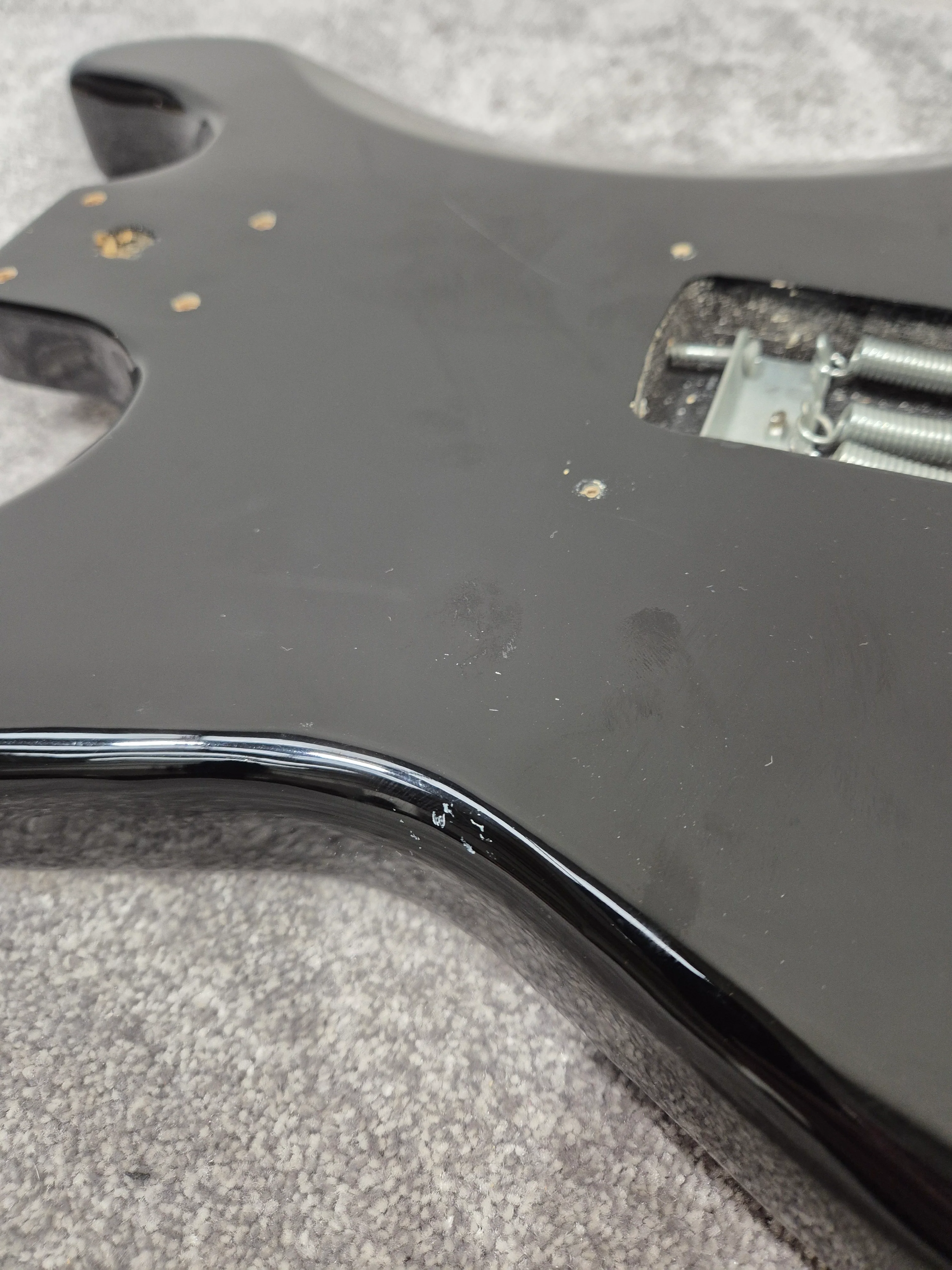 Strat Style Electric Guitar Body with Gold Bridge for Project - Black - Image 6