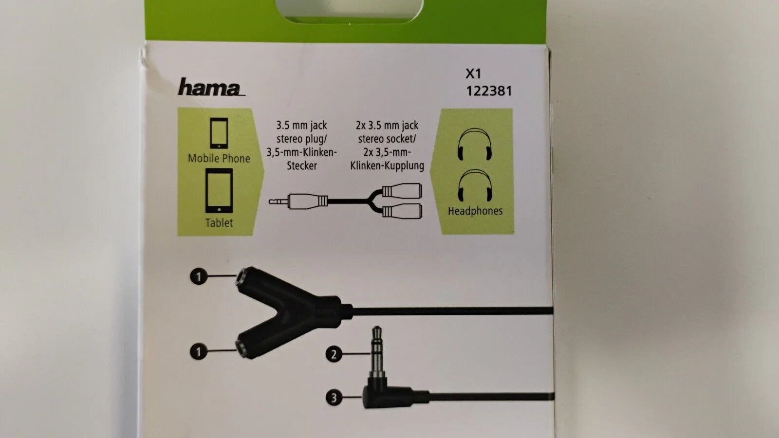 Hama Audio Adapter Single Male 3.5mm Jack to Dual Female Y Splitter - Image 4