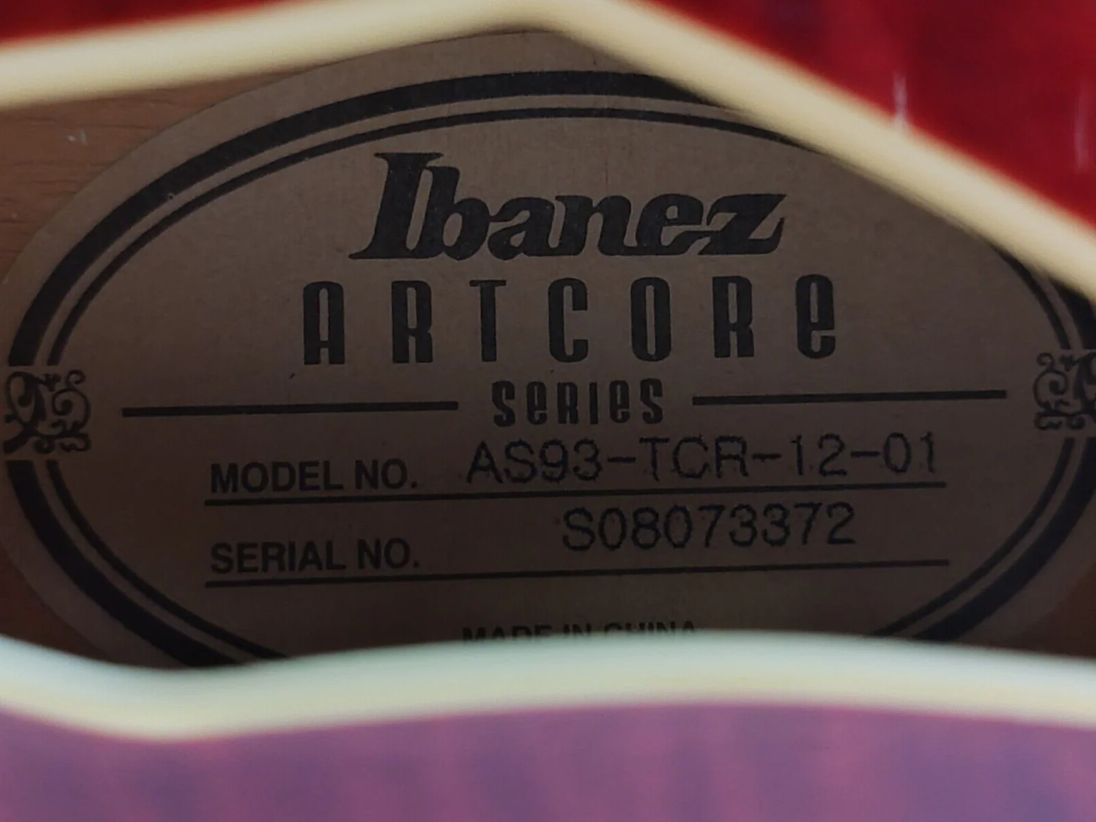 IBANEZ Artcore Series AS93-TCR-12-01 Hollow Body Electric Guitar Cherry Red - Image 2