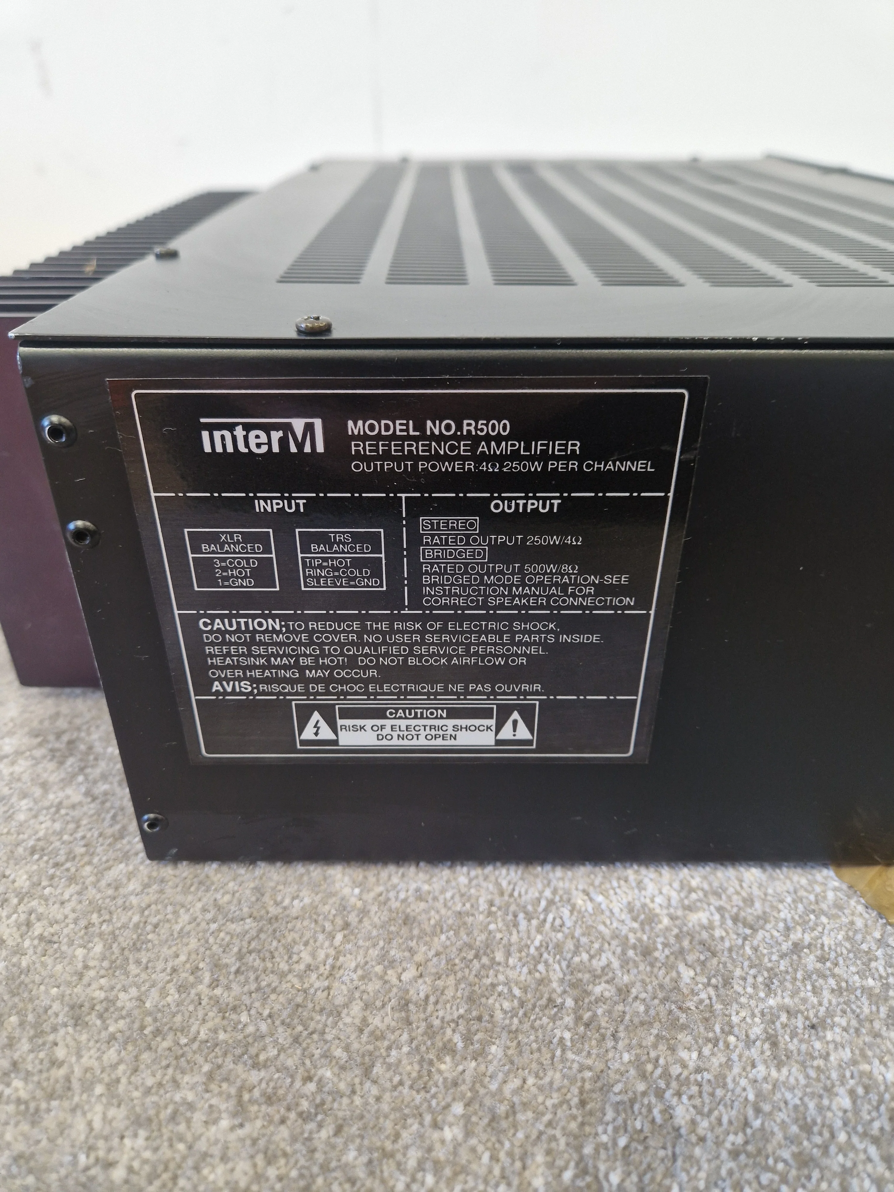 Inter-M R-500 – 2-Channel Reference Amplifier – 500W Output – Good - Image 3