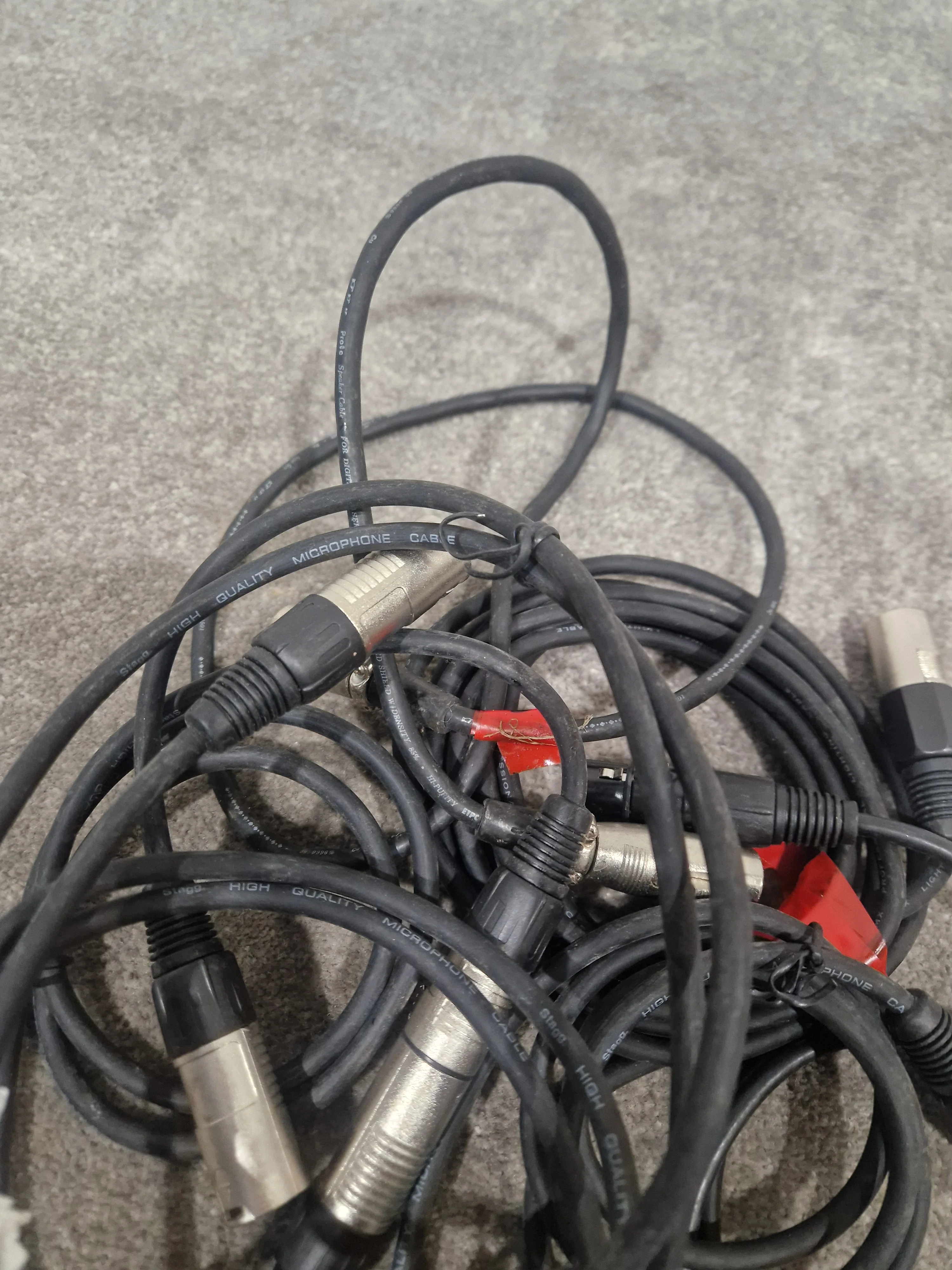 JOB-LOT OF Microphone Cables - 7X Black Cables - Assorted Lengths - Good - Image 2