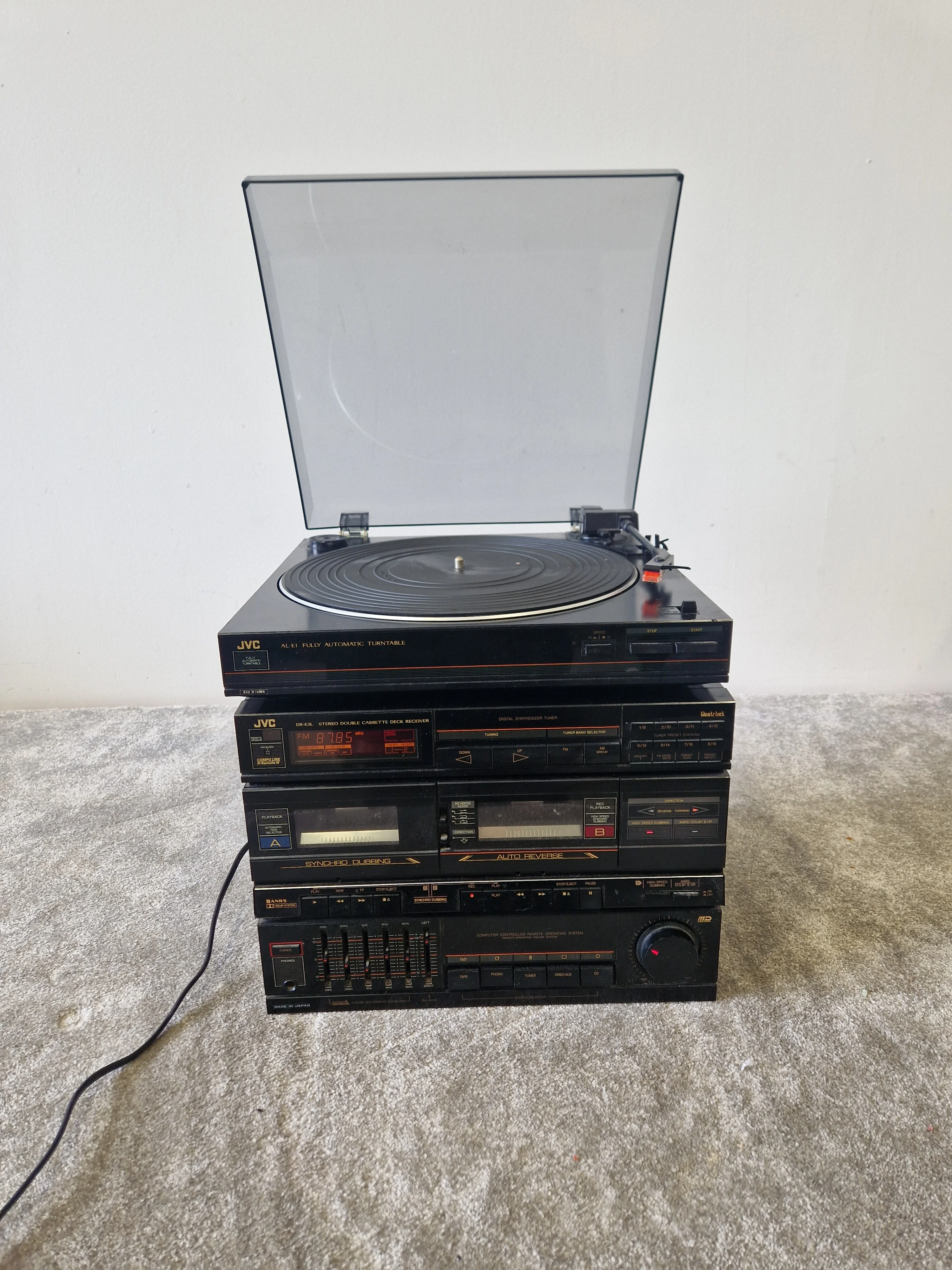 JVC Hi-Fi Amplifier, Double Cassette Deck, Turntable & SP-E1 Stereo Speakers – Vintage - Very Good - Image 2