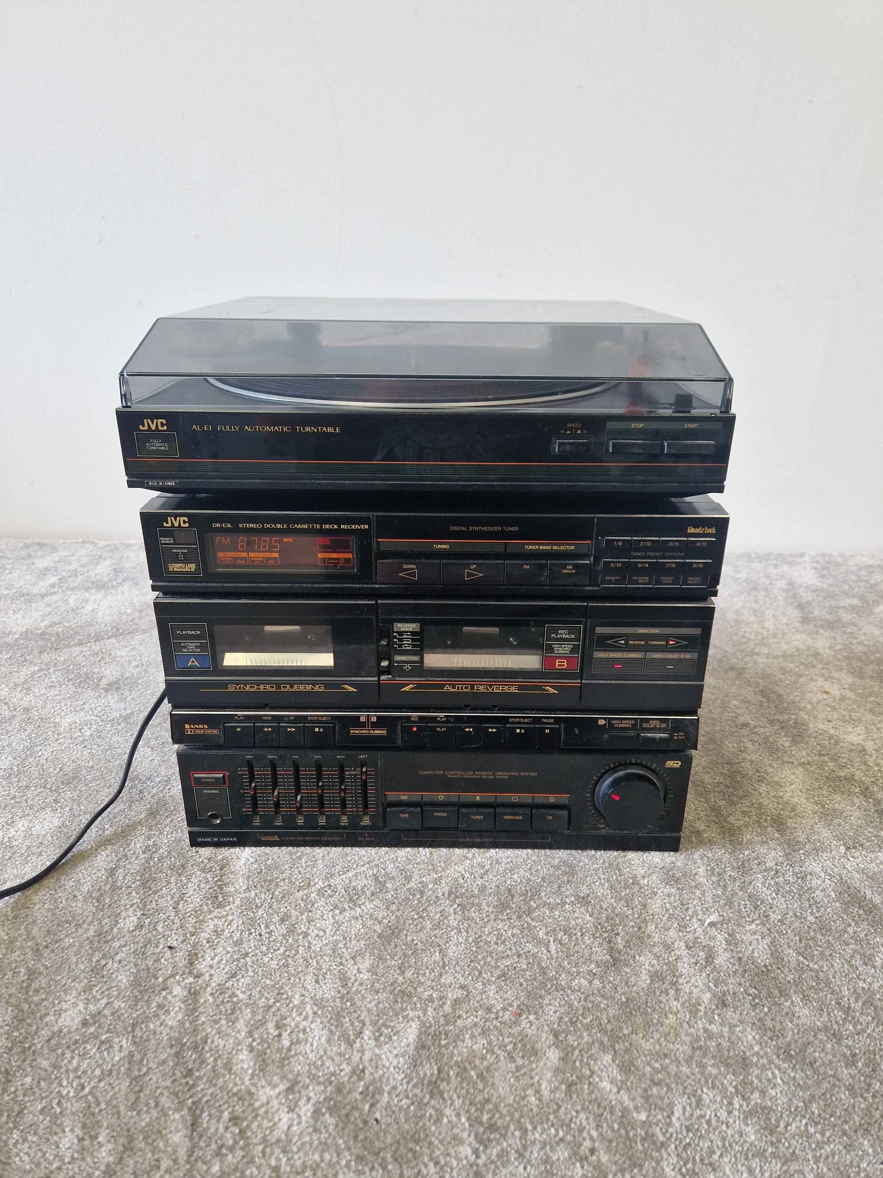 JVC Hi-Fi Amplifier, Double Cassette Deck, Turntable & SP-E1 Stereo Speakers – Vintage - Very Good - Image 5
