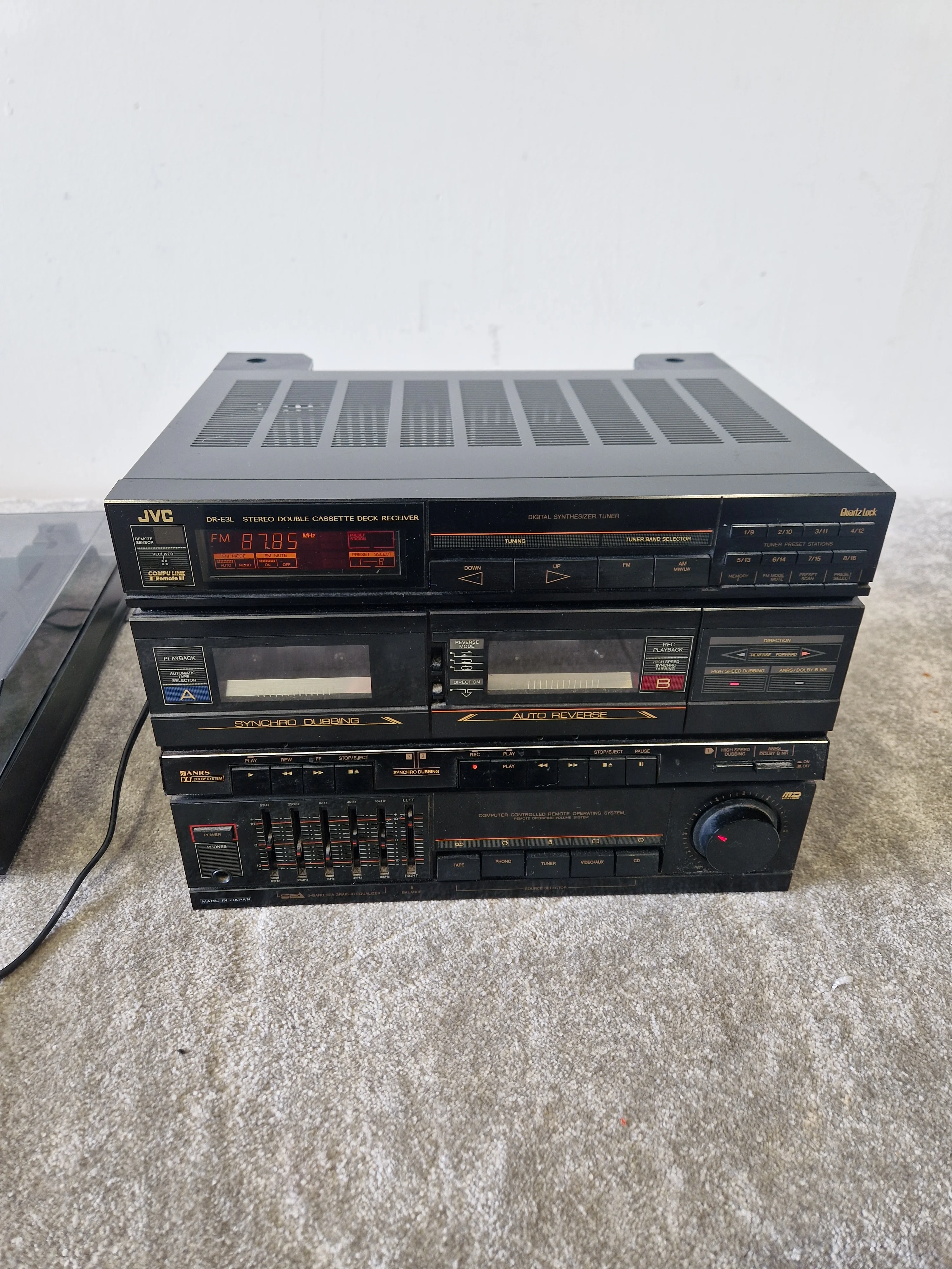 JVC Hi-Fi Amplifier, Double Cassette Deck, Turntable & SP-E1 Stereo Speakers – Vintage - Very Good - Image 7
