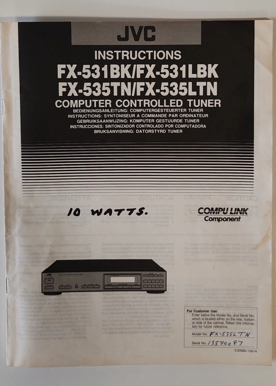 Vintage JVC FX-535L Tuner Separates 1970s - Dark Grey - Vintage - Image 11