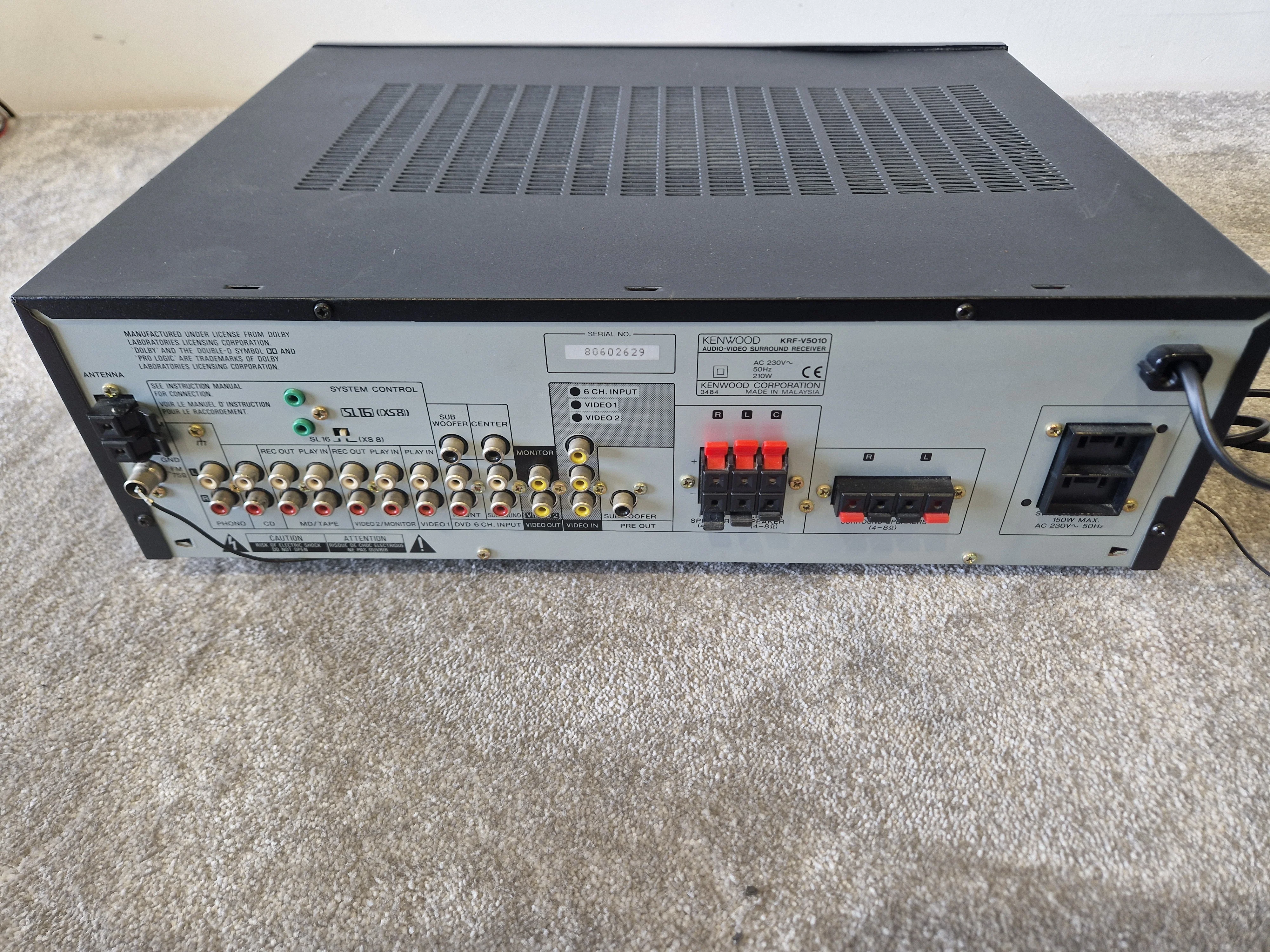 Kenwood KRF-V510 AV Receiver – Dolby Pro Logic, Multiple Inputs, 100W Per Channel – Fair - Image 5