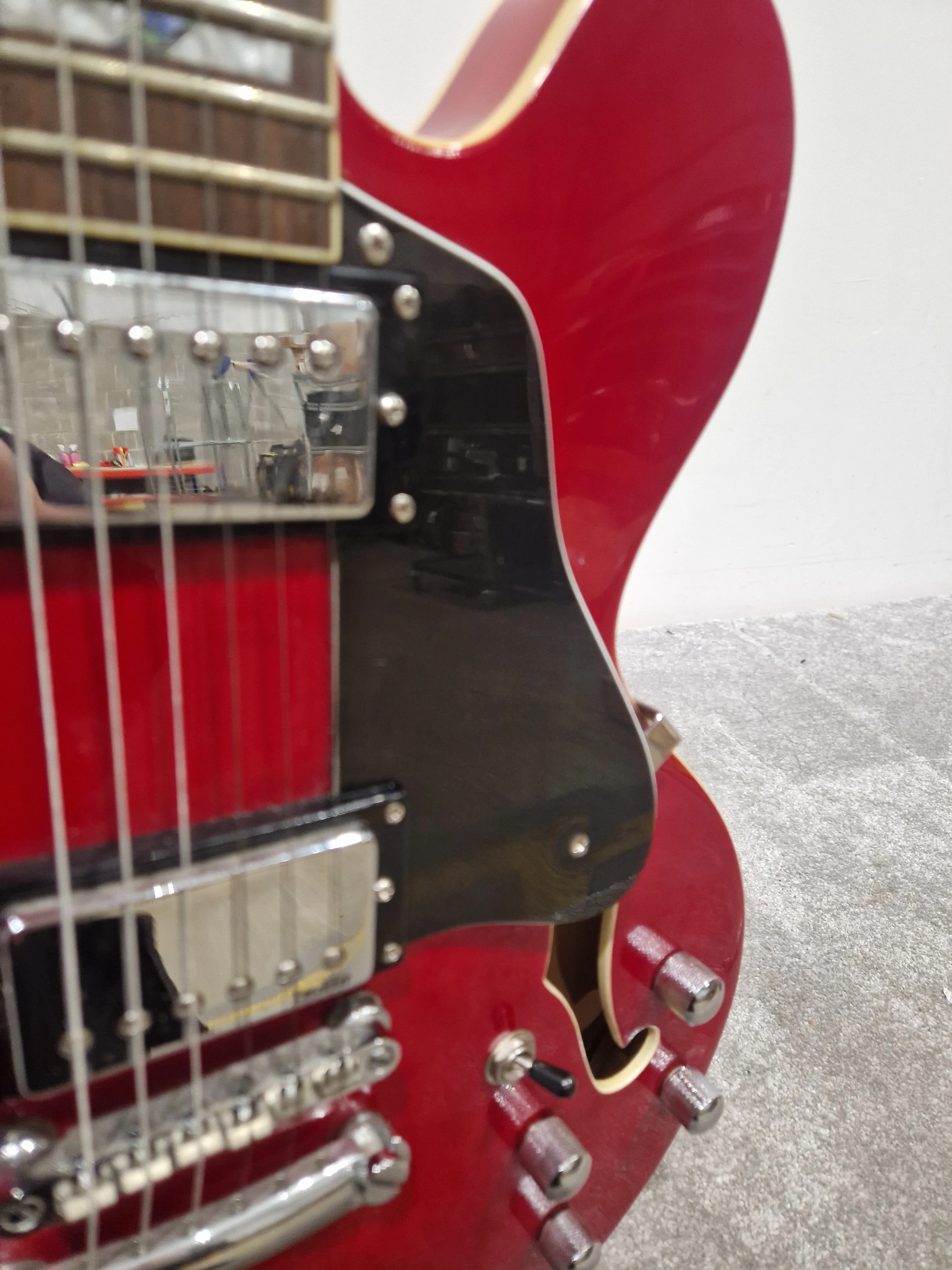 Indie Semi Acoustic 335 Electric Guitar Red - Made in Korea - Excellent w/ Hard Case - Image 9