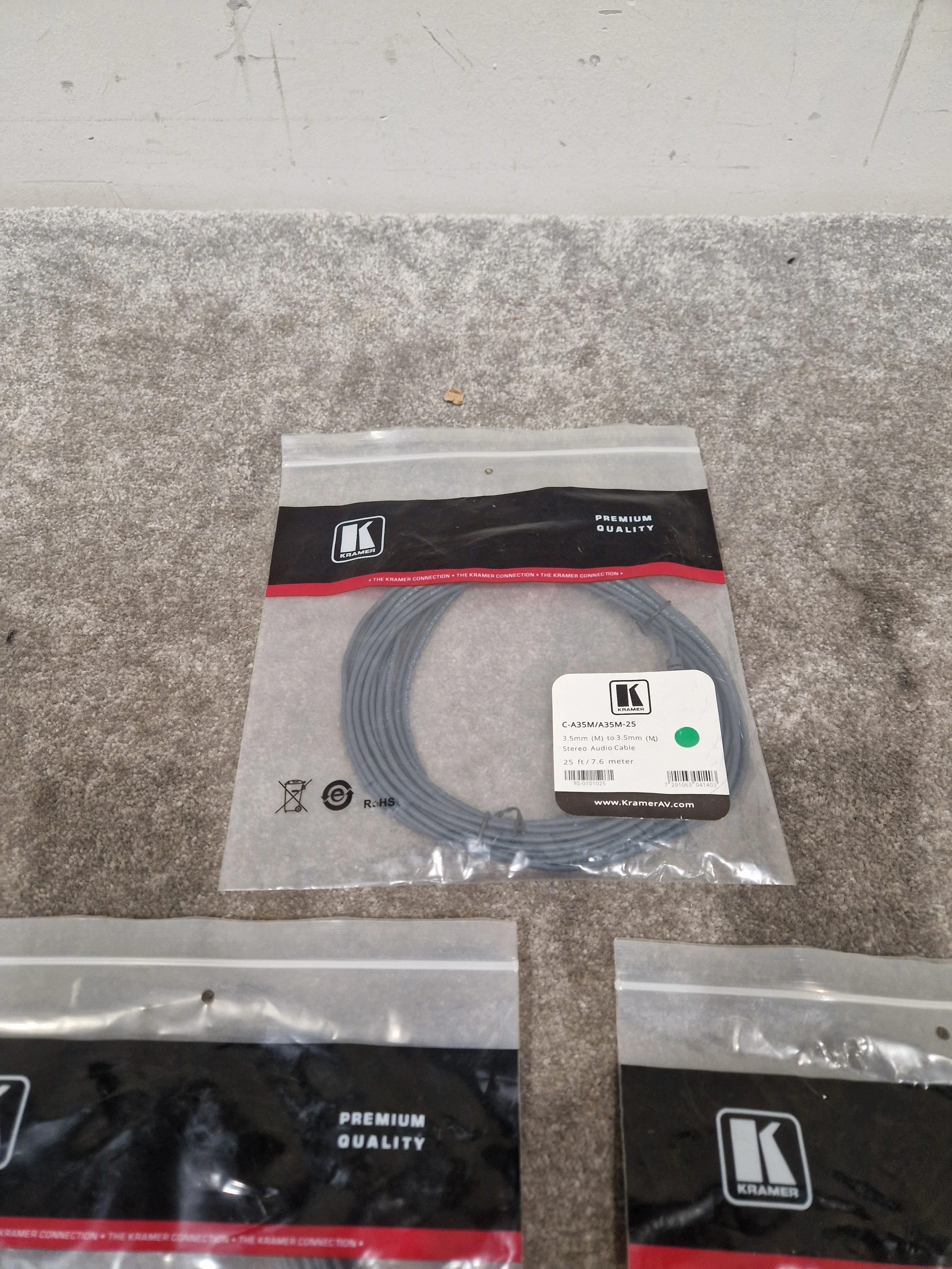 Kramer 25FT 3.5mm TO 3.5mm Cable Set OF 3 - High-Fidelity Audio - Excellent w/ Original Packaging - Image 4