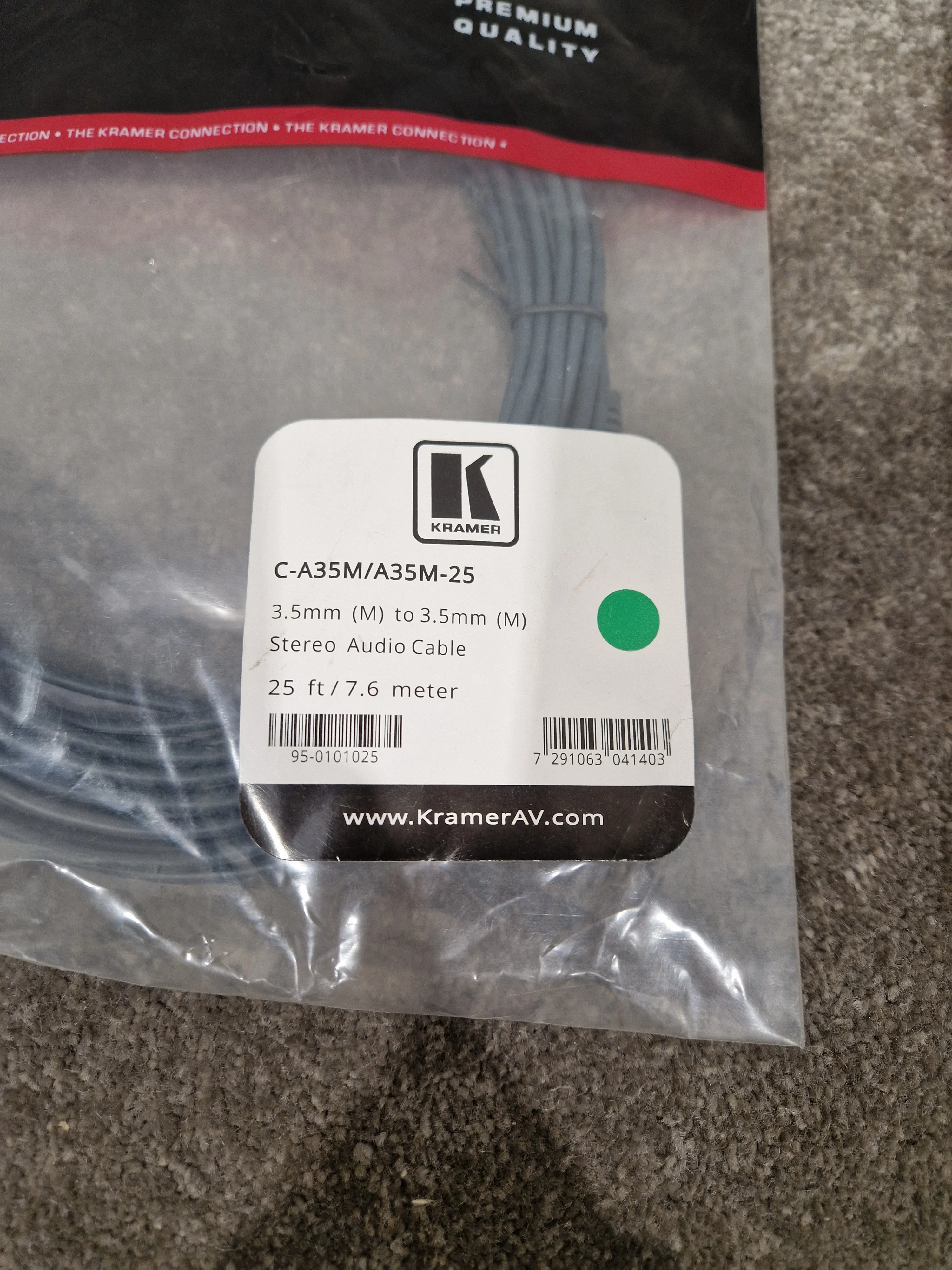 Kramer 25FT 3.5mm TO 3.5mm Cable Set OF 3 - High-Fidelity Audio - Excellent w/ Original Packaging - Image 9