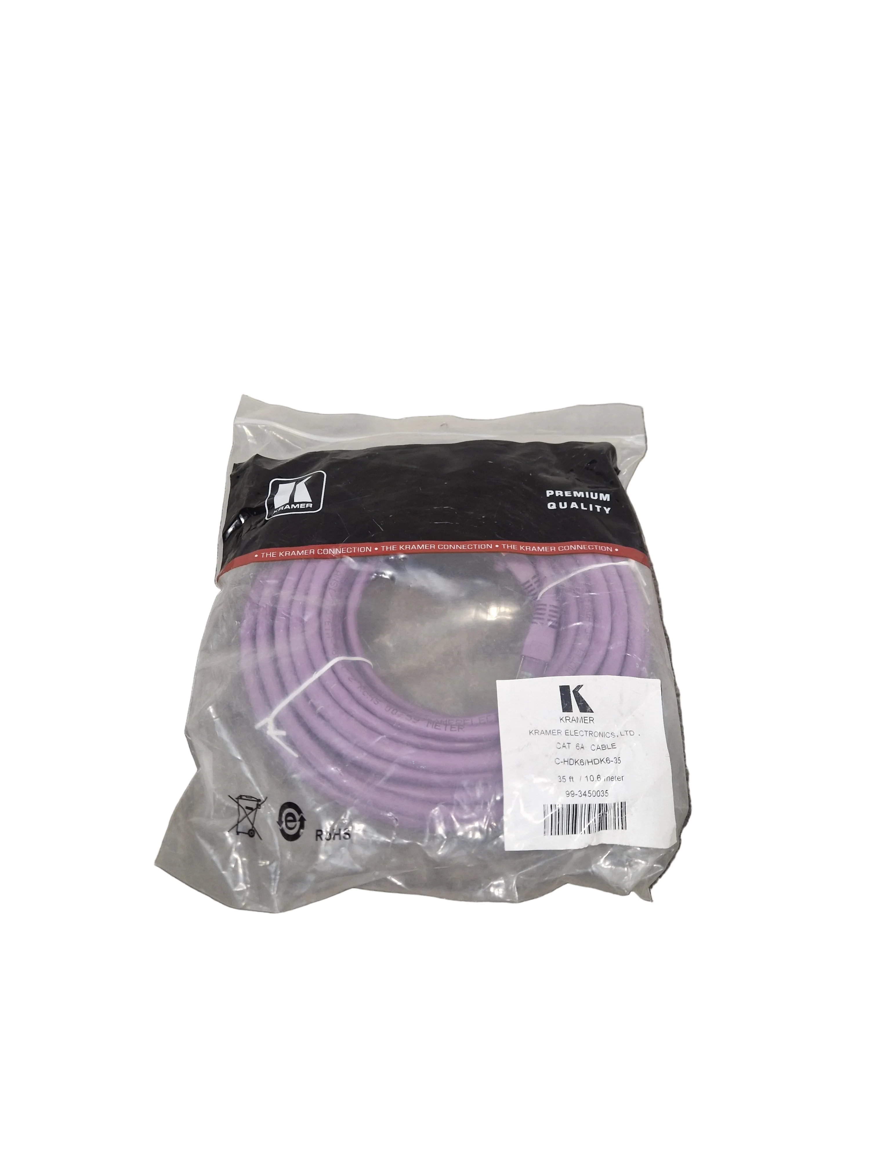 Kramer 35FT Purple Ethernet Cable - High-Speed Network - Excellent w/ Original Packaging