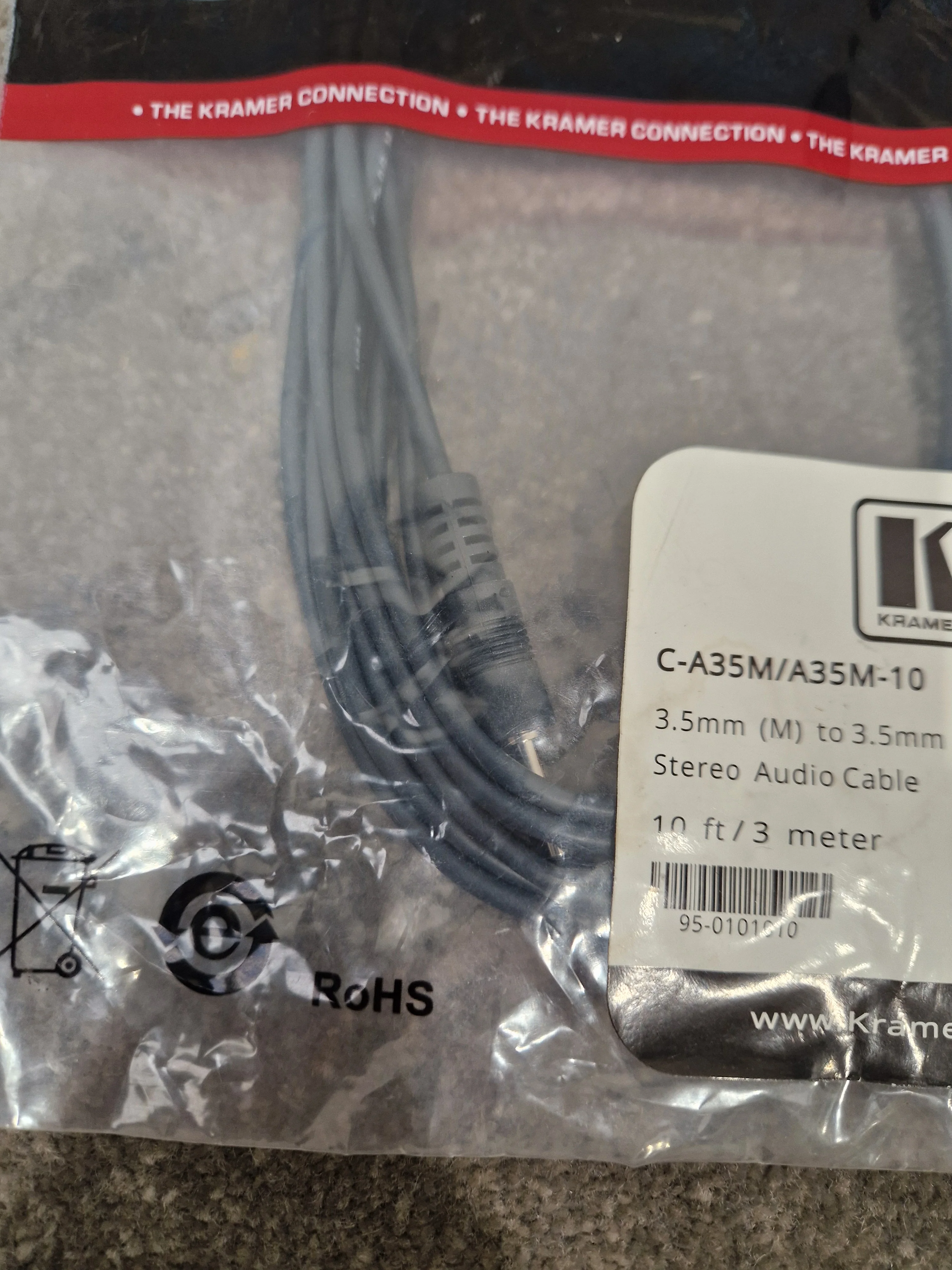Kramer C-A35M/A35M-10 3.5mm TO 3.5mm Cable - High-Fidelity Audio Transfer - Excellent w/ Original packaging - Image 4