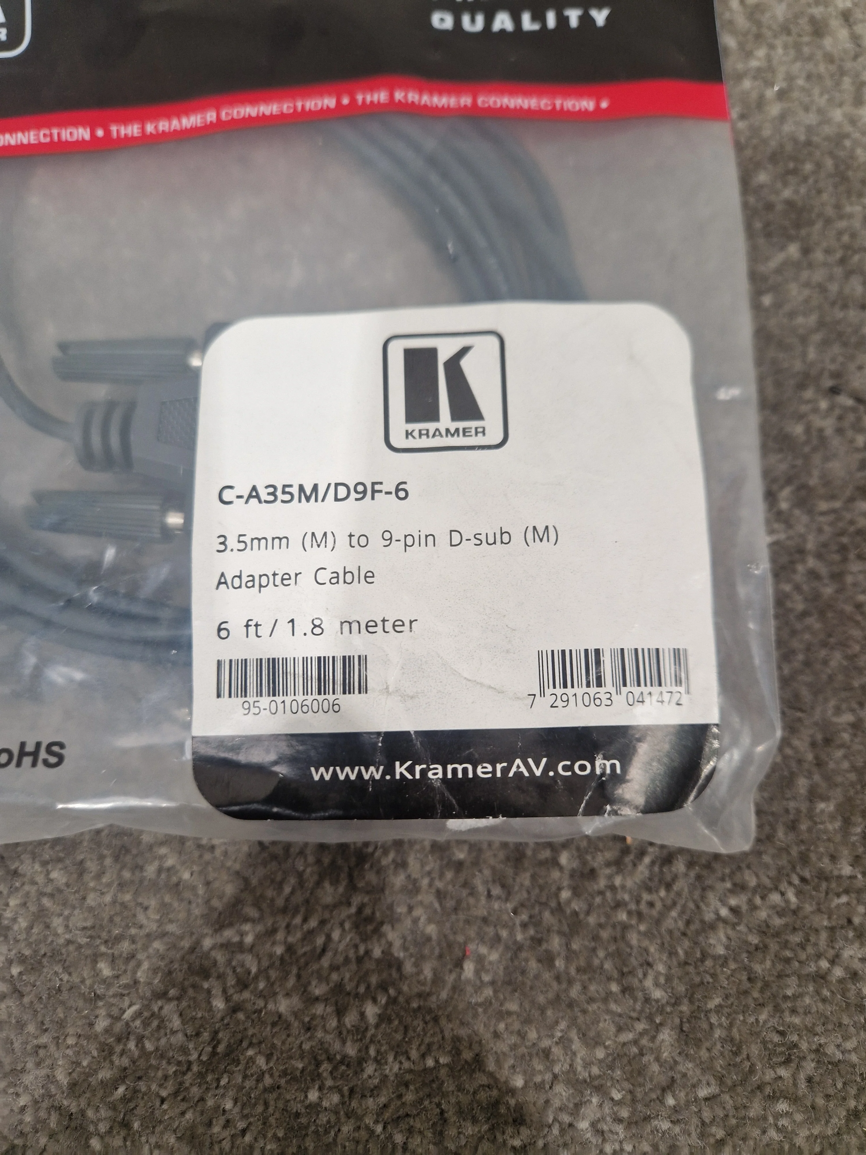 Kramer C-a35m/D9f-6 Cable 6FT - High-Quality Audio Connection - Excellent w/ Original Packing - Image 7