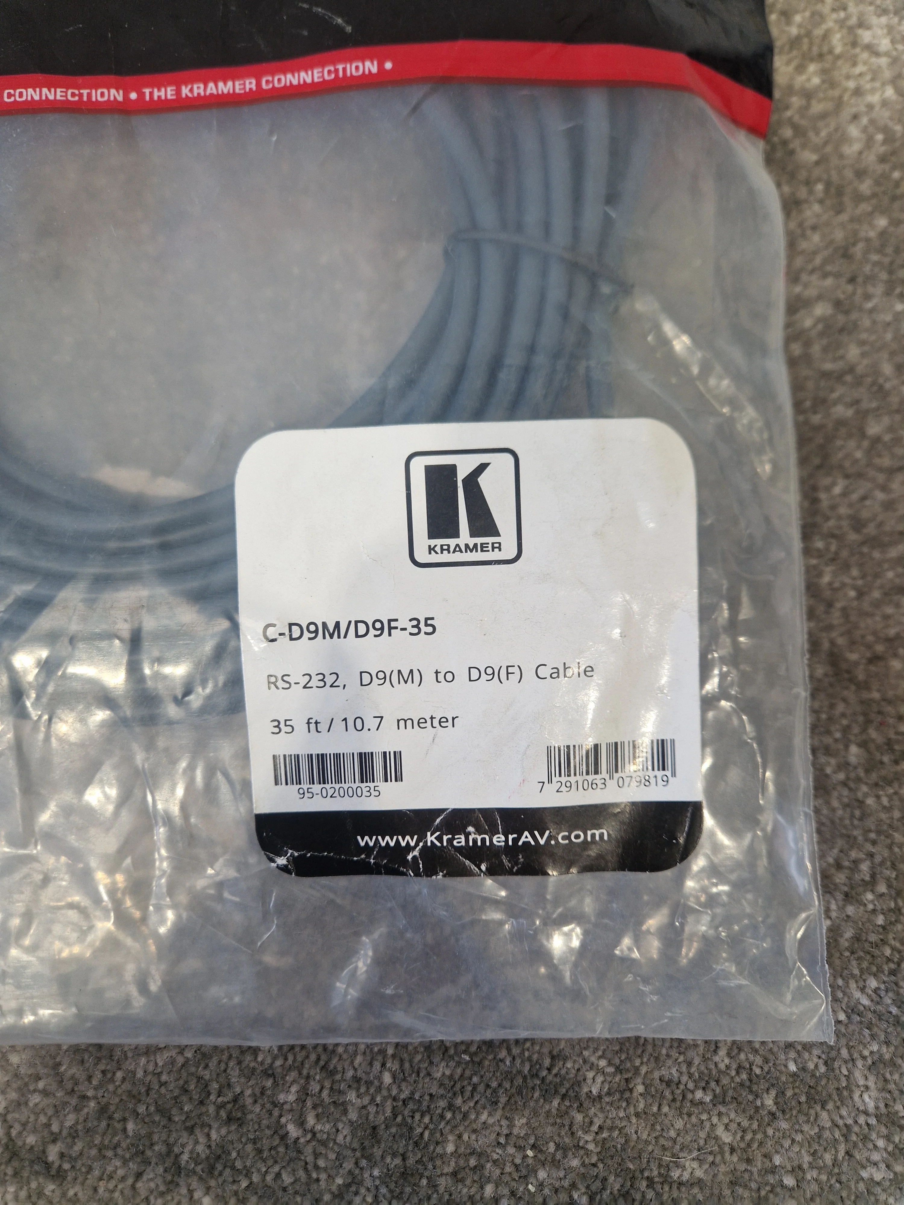 Kramer C-D9M/D9F-35 RS-232 Control Cable – 35ft – New w/ Original Packaging - Image 3