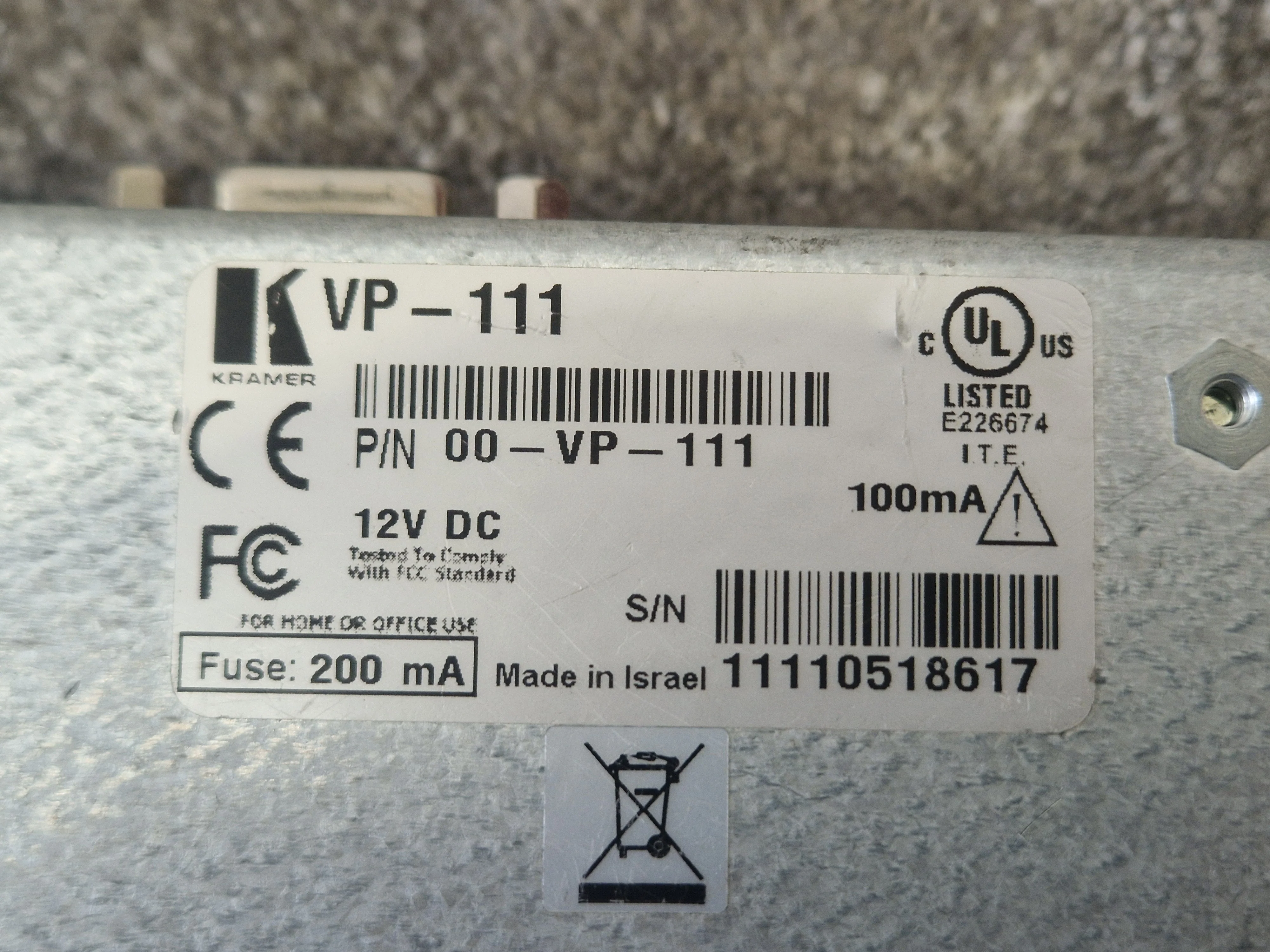 Kramer VP-111 High-Resolution Video Distribution Amp – Untested – Good - Image 5