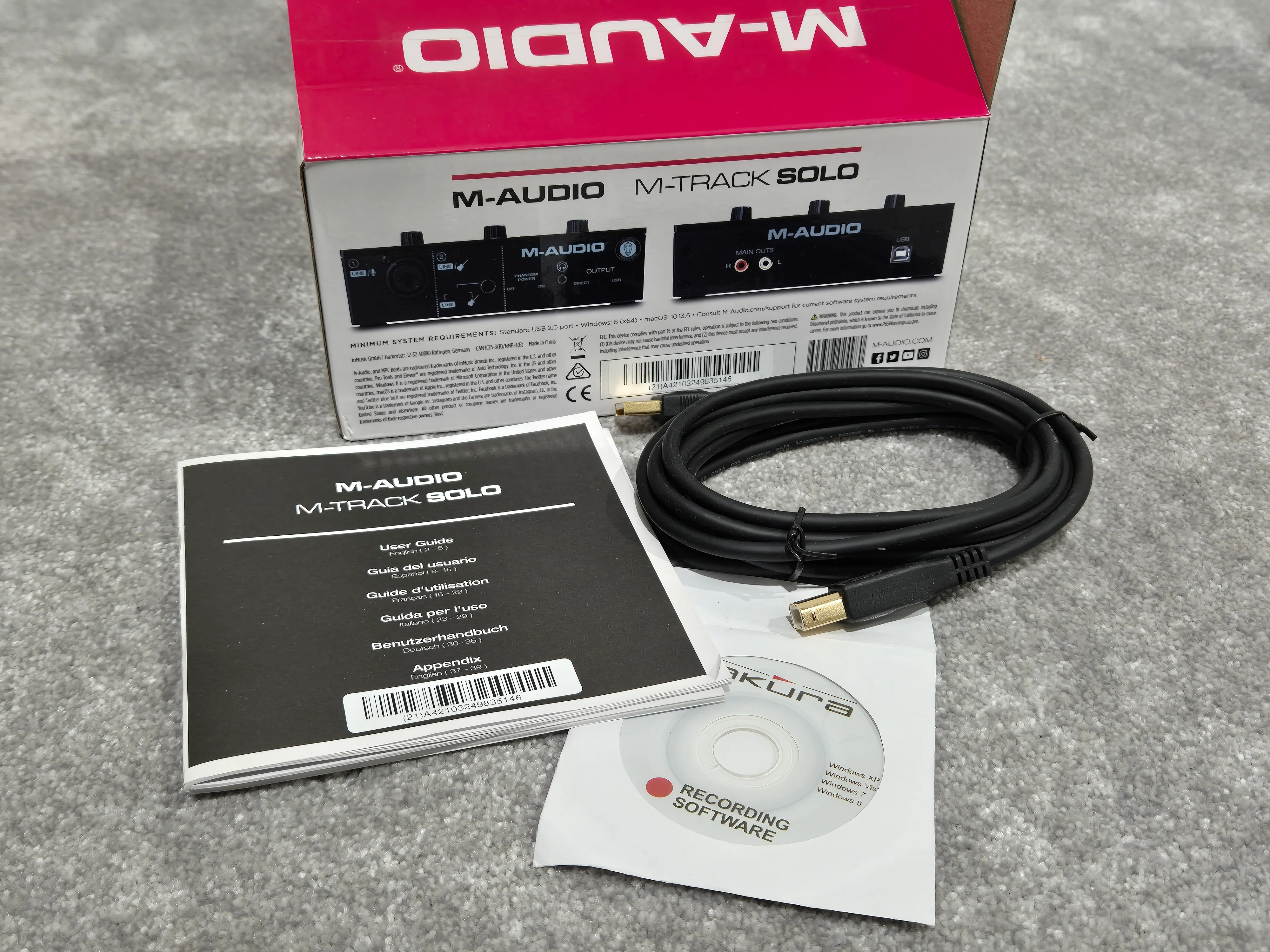 M-Audio M-Track Solo Audio Interface w/ Original Box and USB Cable - Image 7