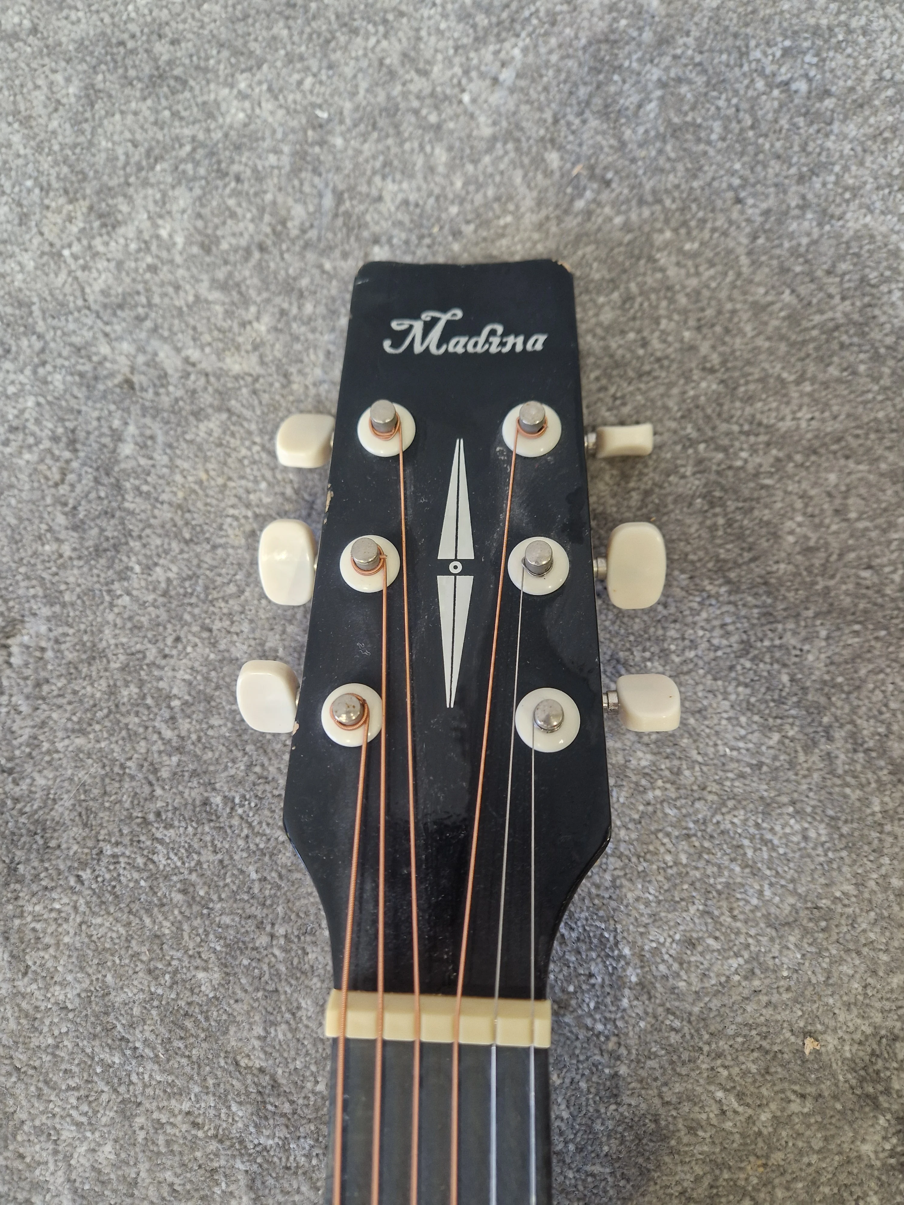 Madina Acoustic Guitar - Black, 3/4 Size, Solid Top - Very Good - Image 13