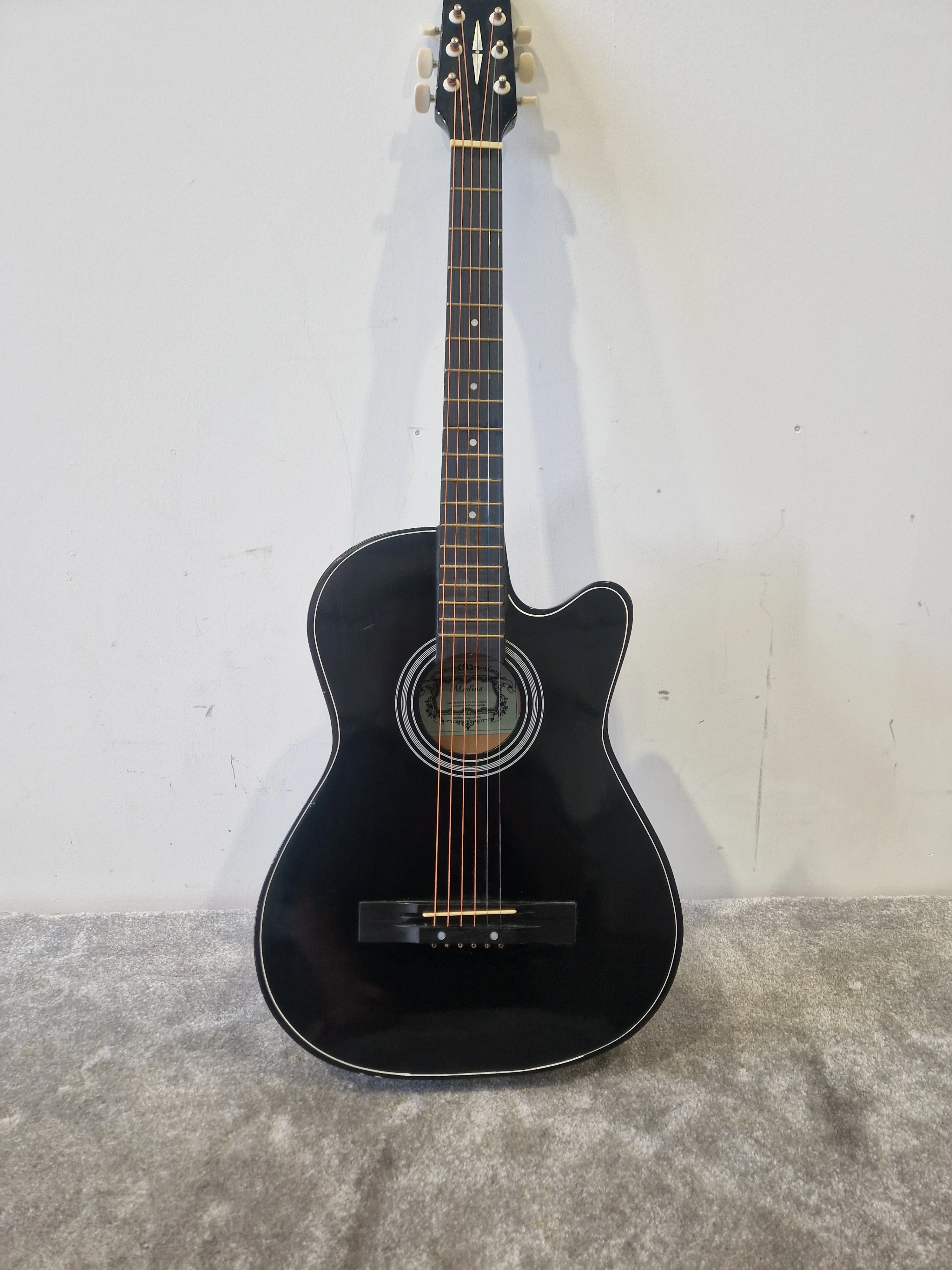 Madina Acoustic Guitar - Black, 3/4 Size, Solid Top - Very Good - Image 2