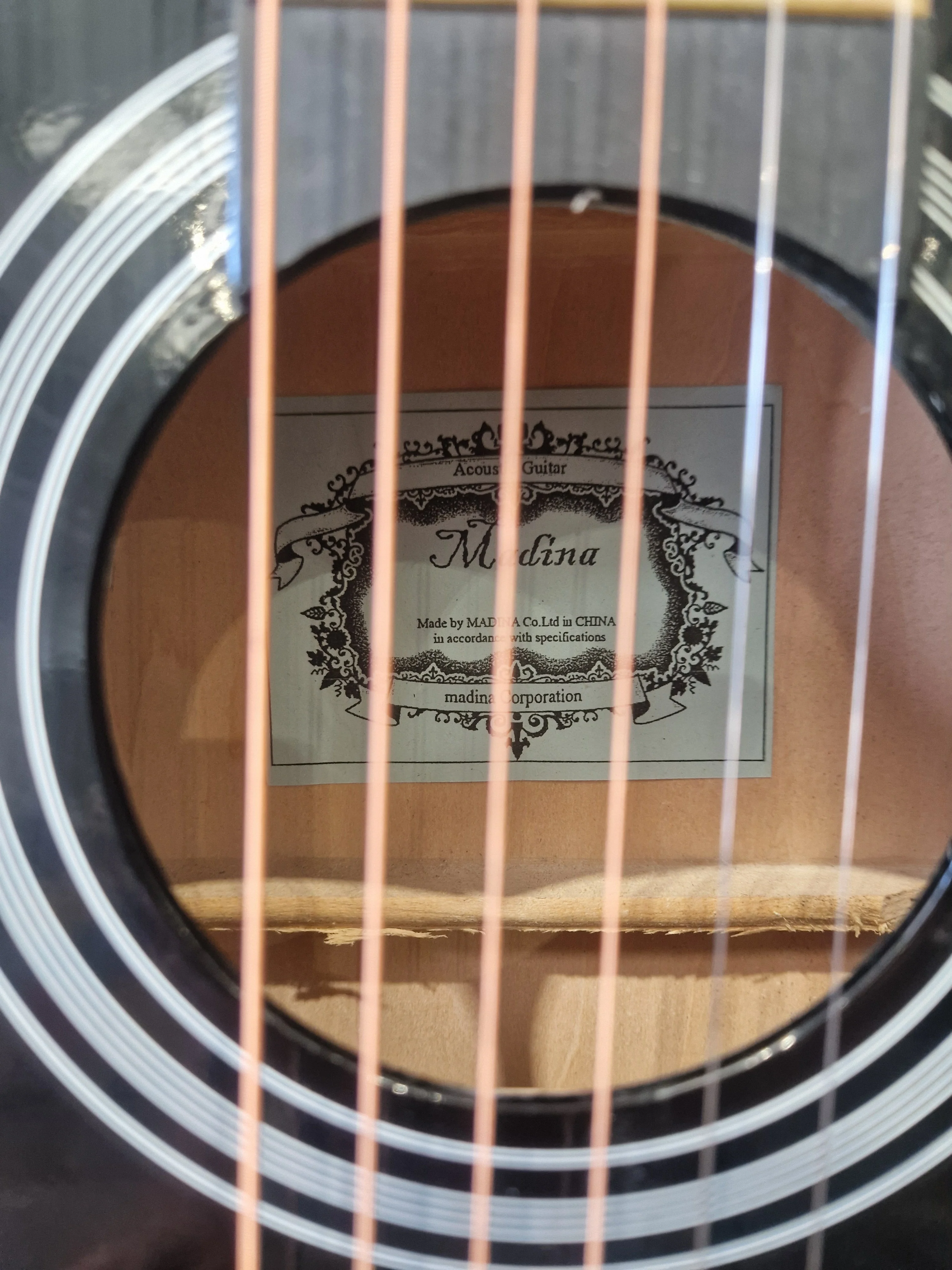 Madina Acoustic Guitar - Black, 3/4 Size, Solid Top - Very Good - Image 7