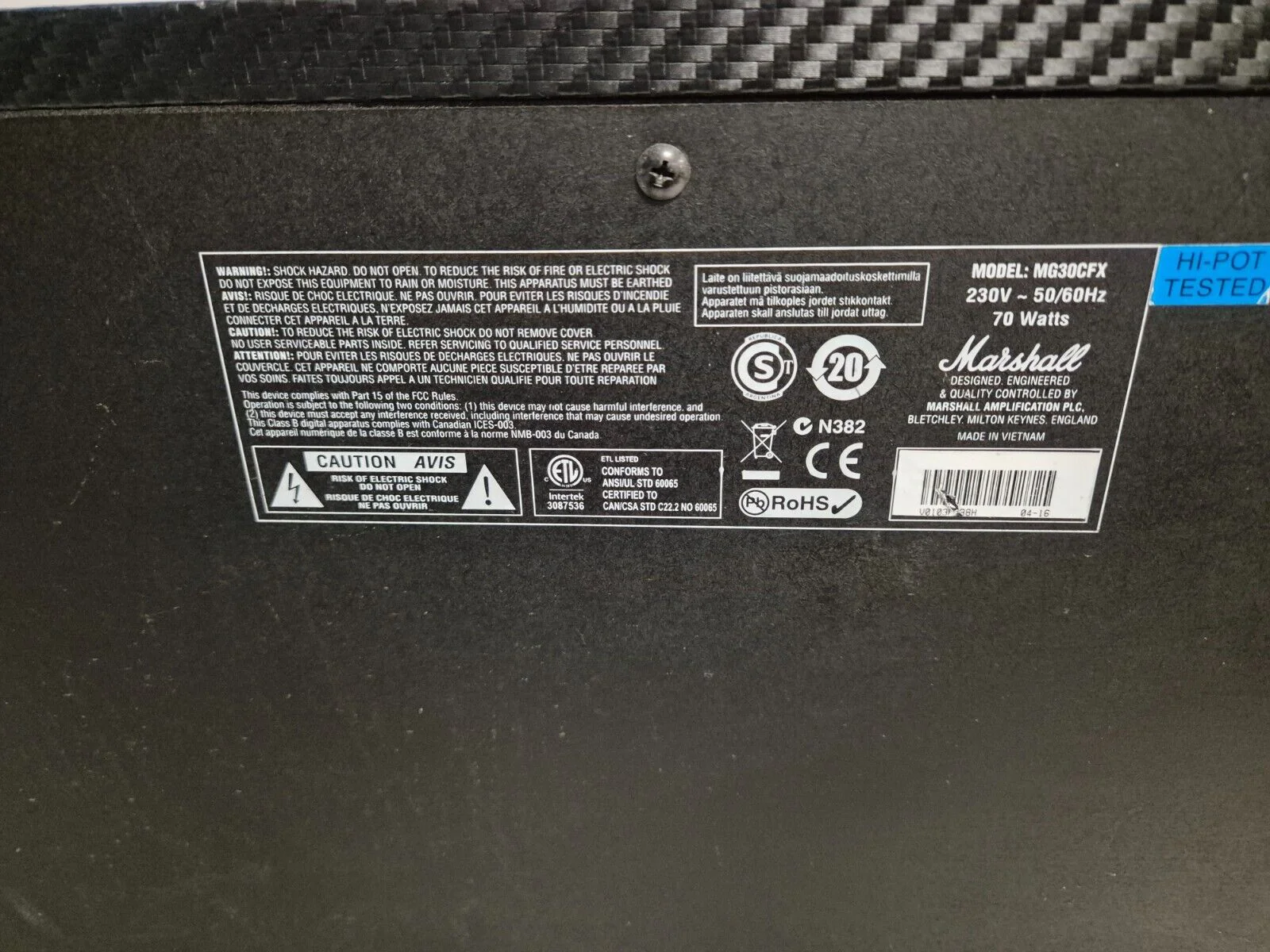 Marshall MG Carbon Fiber MG30CFX 2-Channel 30-Watt Solid State Guitar Amplifier - Image 2