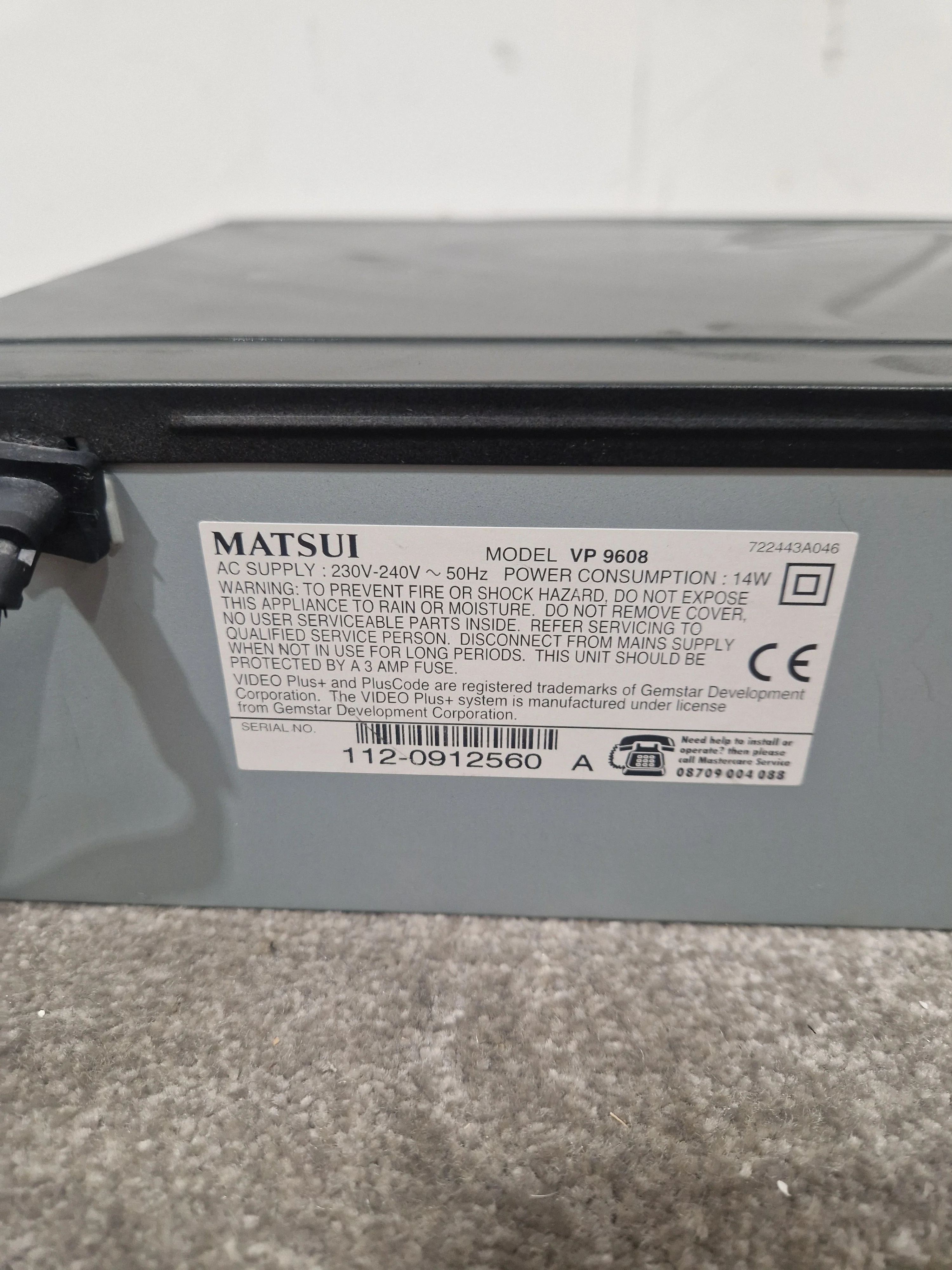 Matsui VP9608 - High-Quality VHS Playback - Very Good w/ Power Supply - Image 9