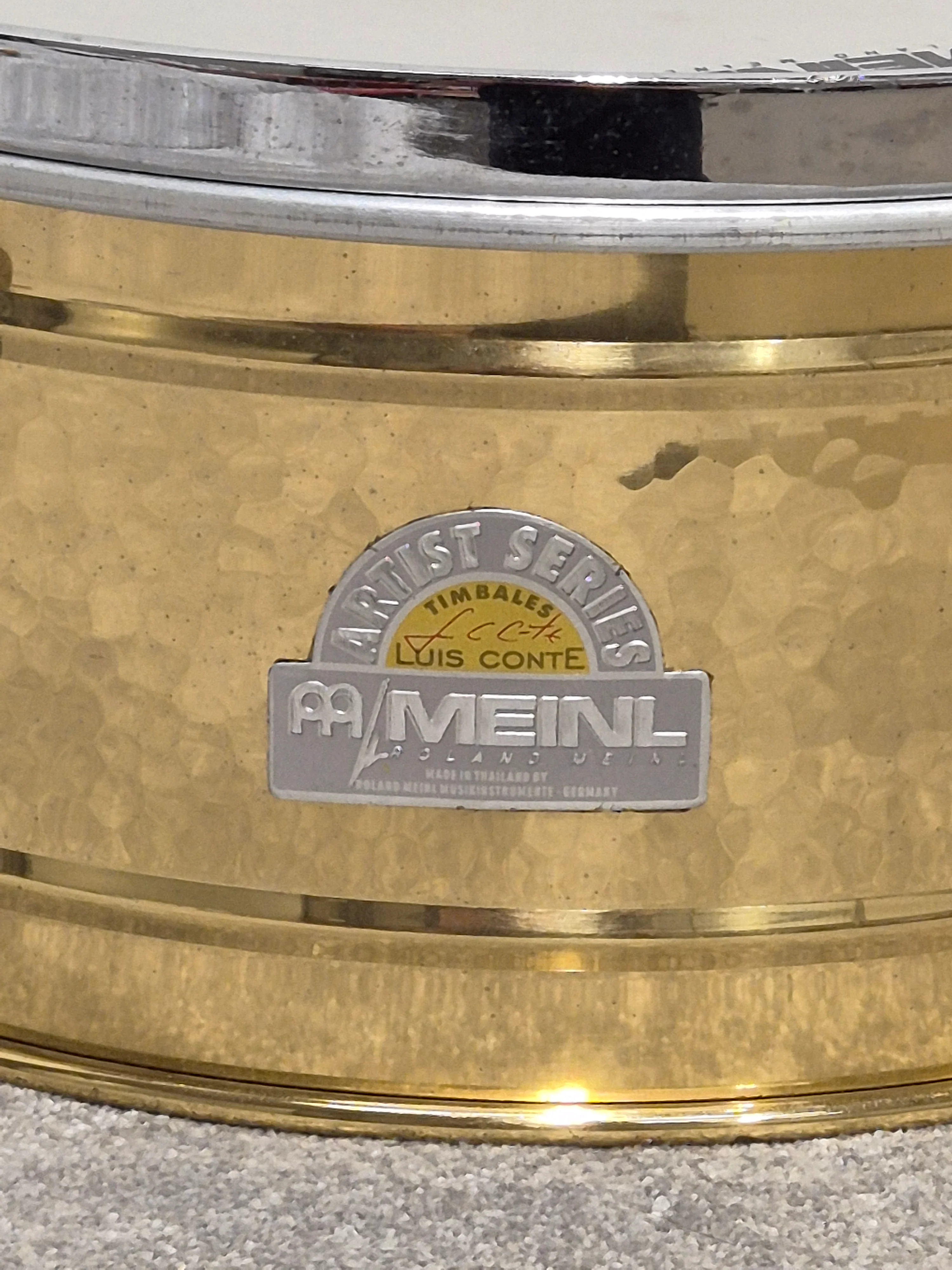 Meinl Artist Series Luis Conte Brass Timbales 14” and 15” w/ Black Case - Image 4