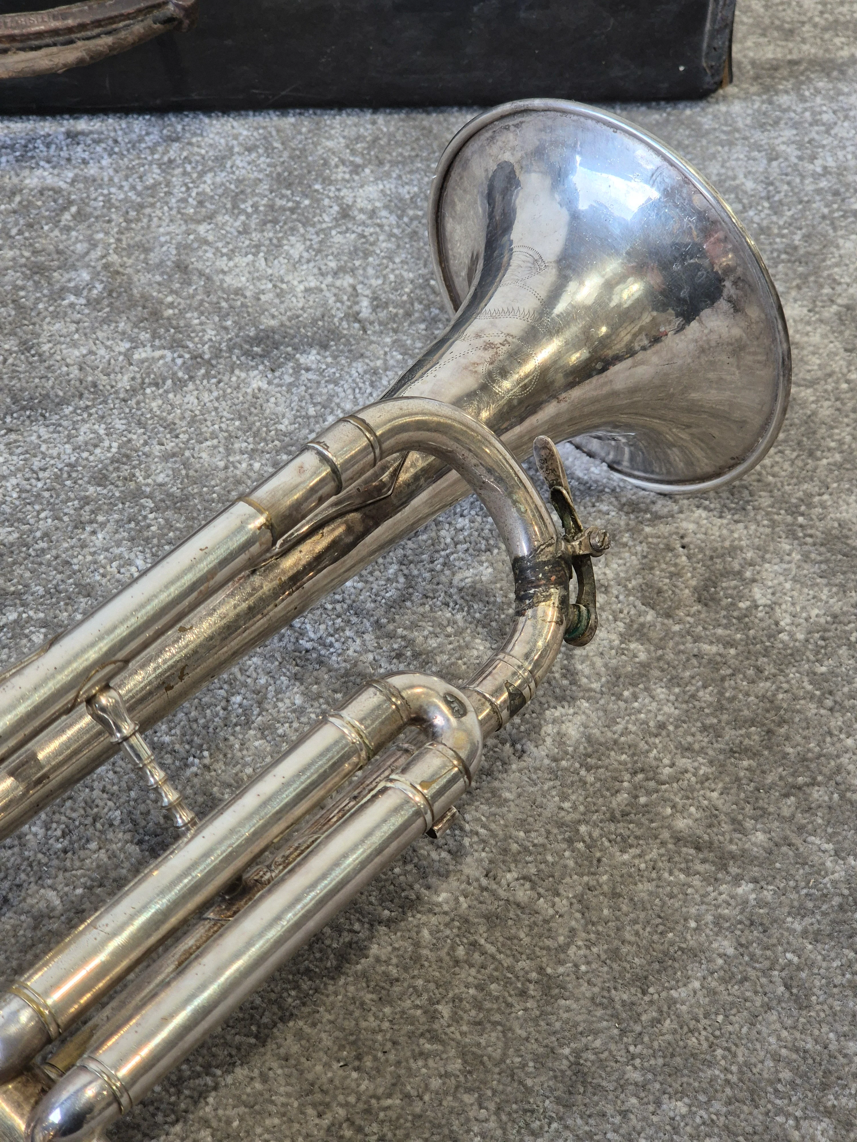 Miraphone Silver Trumpet - Bb Trumpet - Fair w/ Hard Case - Image 2