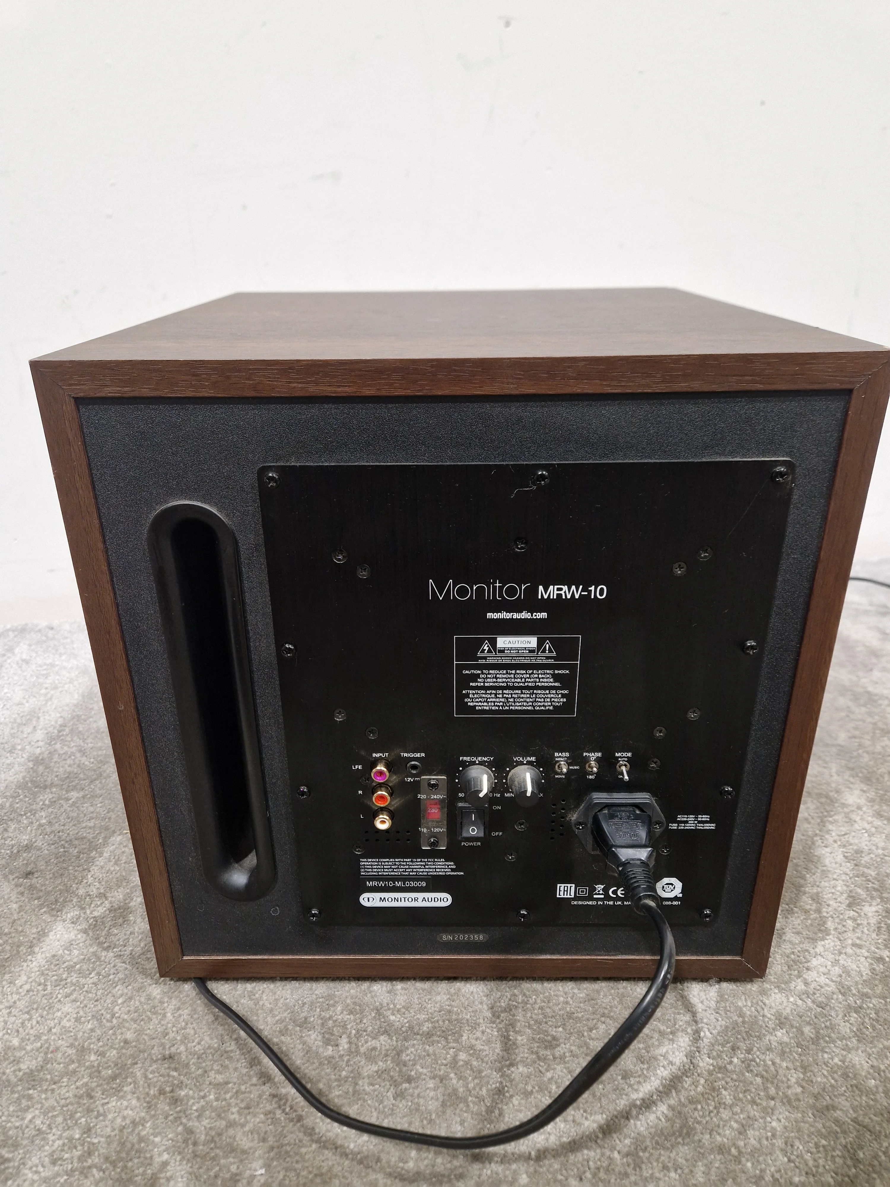 Monitor Audio MRW-10 - Active Subwoofer - Walnut - Excellent - Image 4