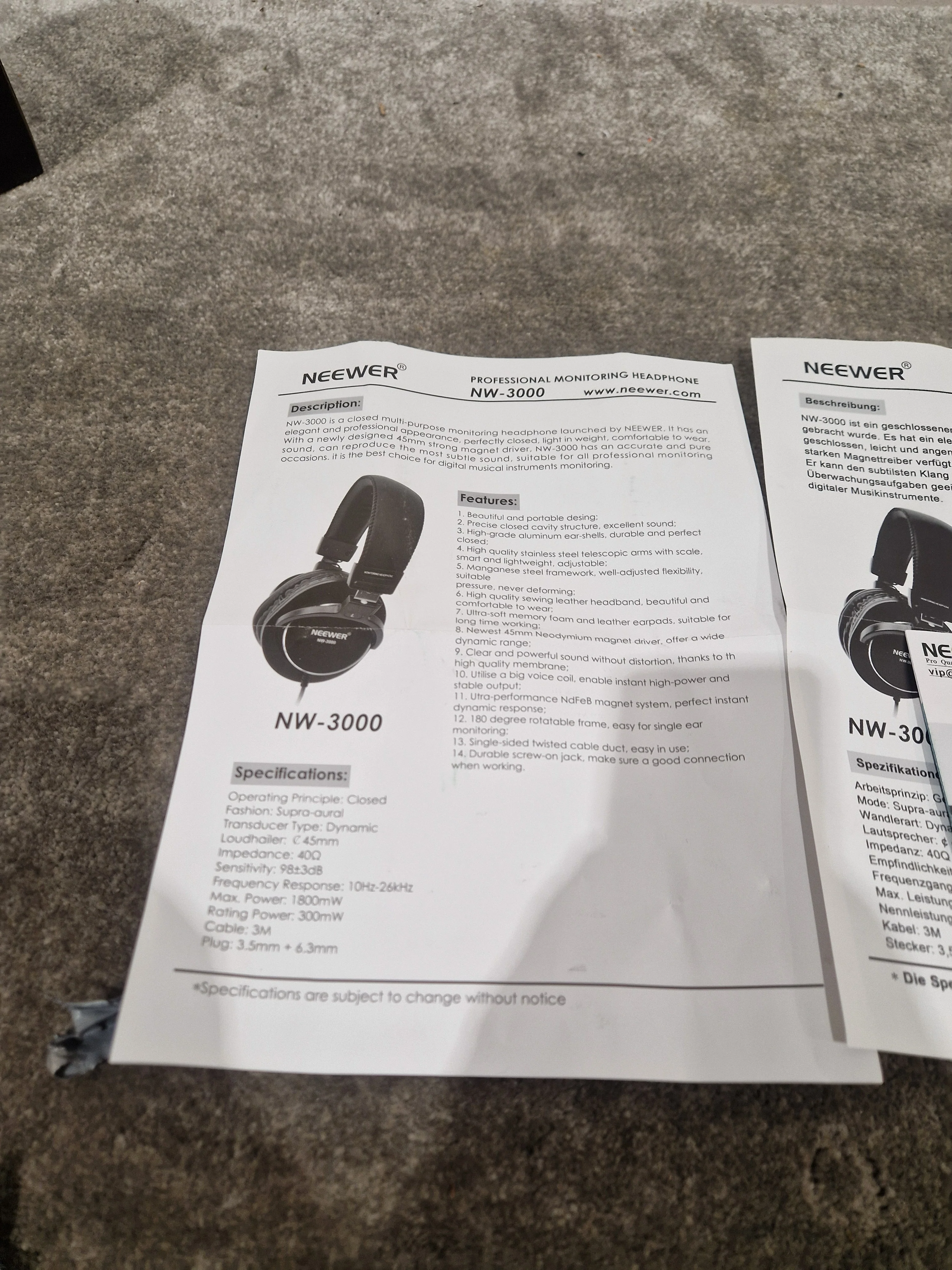 Neewer NW-3000 - Studio Headphones - Black - Like New w/ Original Box & Manuals - Image 18