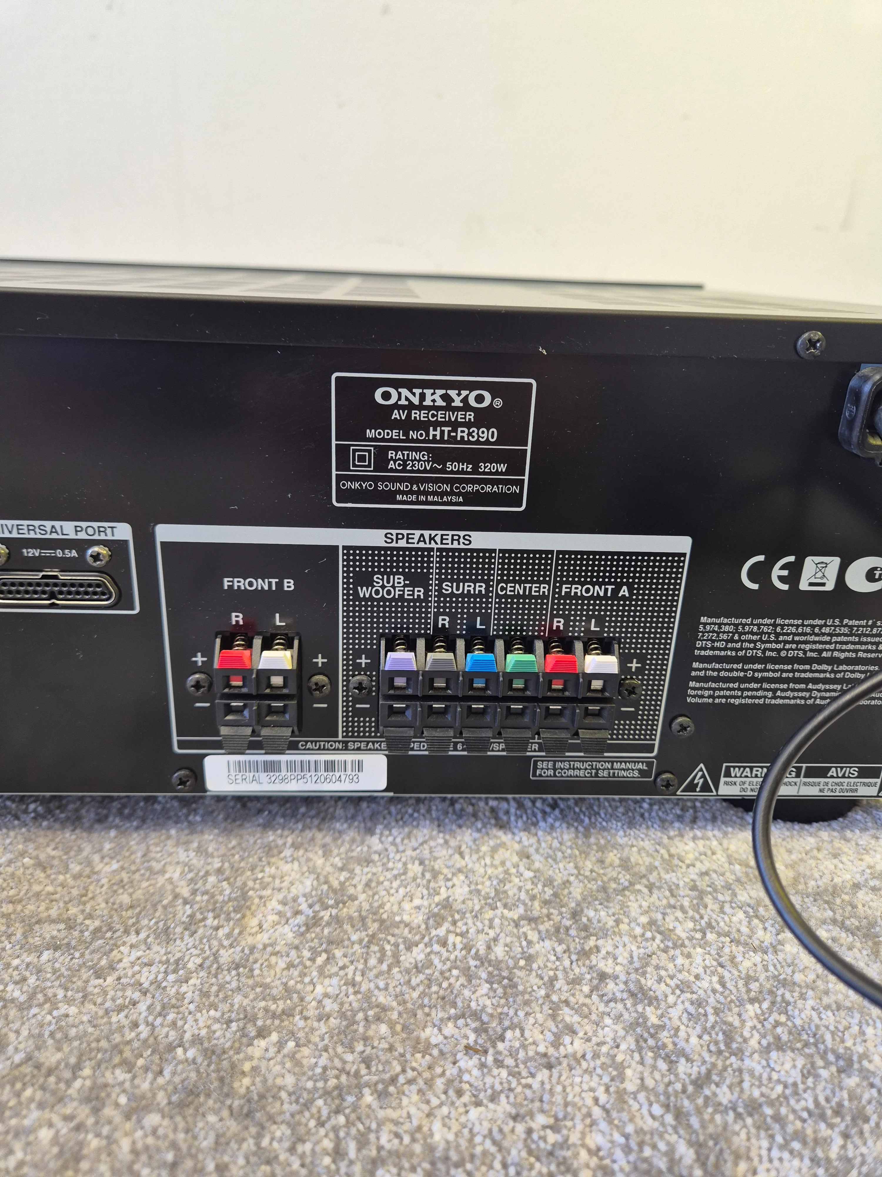 Onkyo HT-R390 5.1 AV Receiver - HDMI, Dolby TrueHD, DTS-HD - Excellent Condition - Image 9