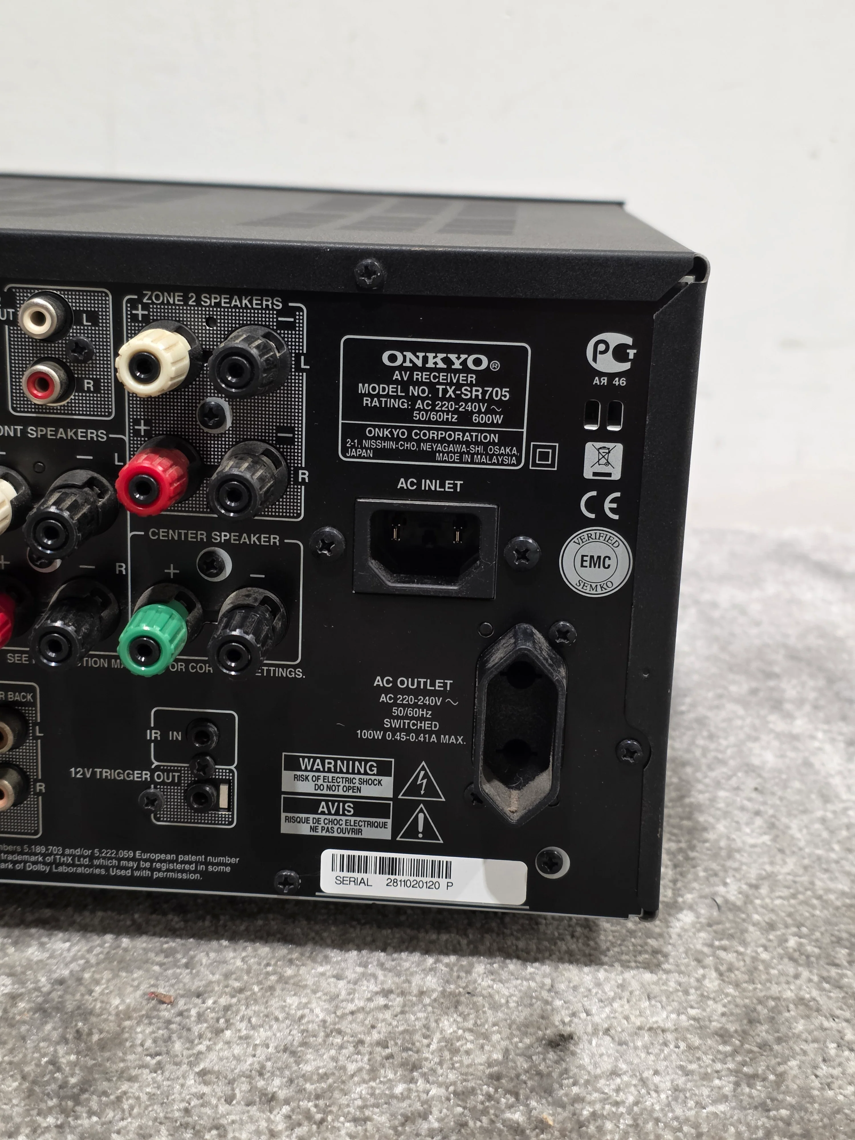 Onkyo TX-SR705 Receiver - 7.1 Channel - Fair w/  Power Supply - Image 8