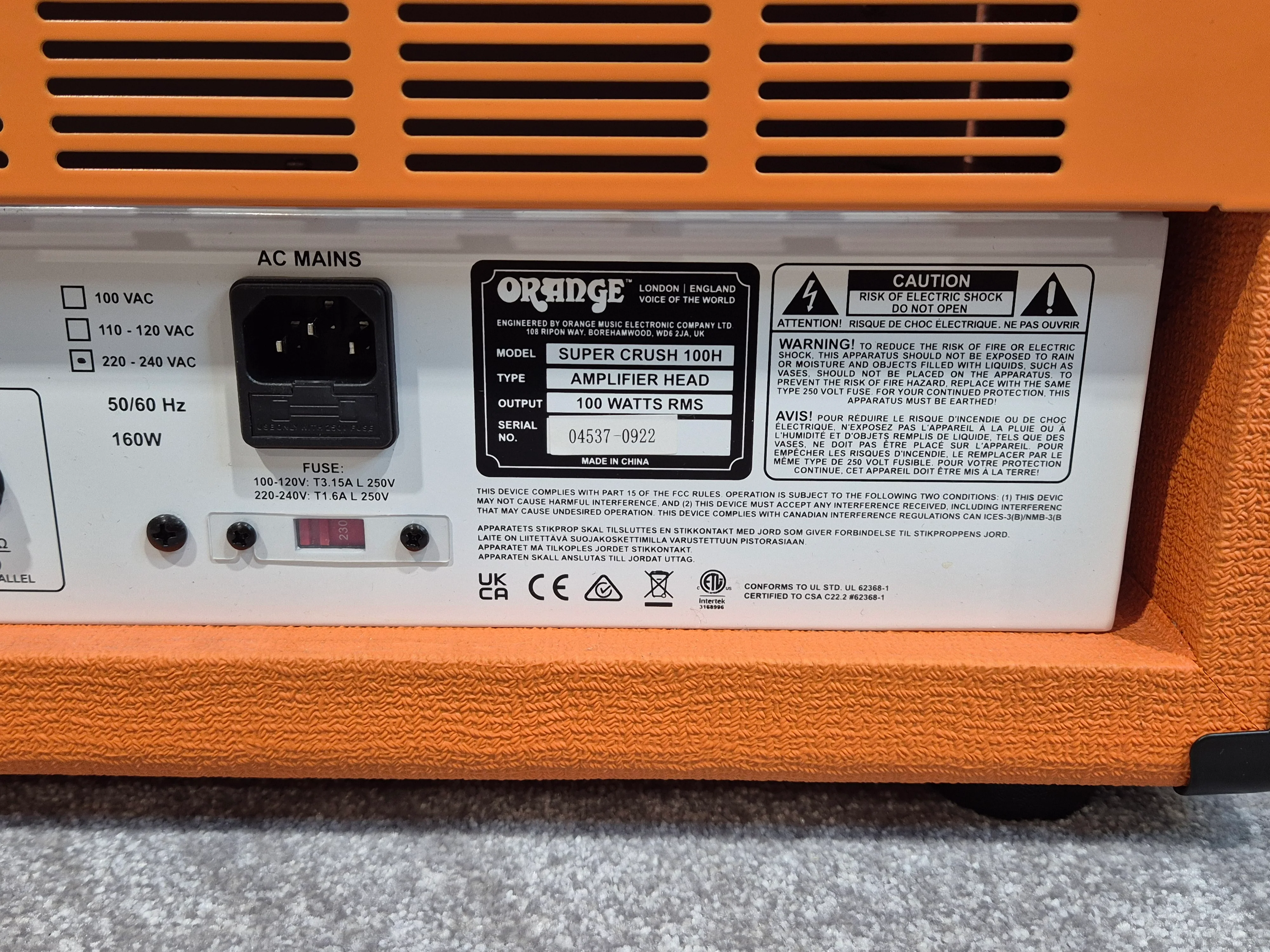 Orange Super Crush 100 - Solid-State Guitar Amplifier Head - Image 8