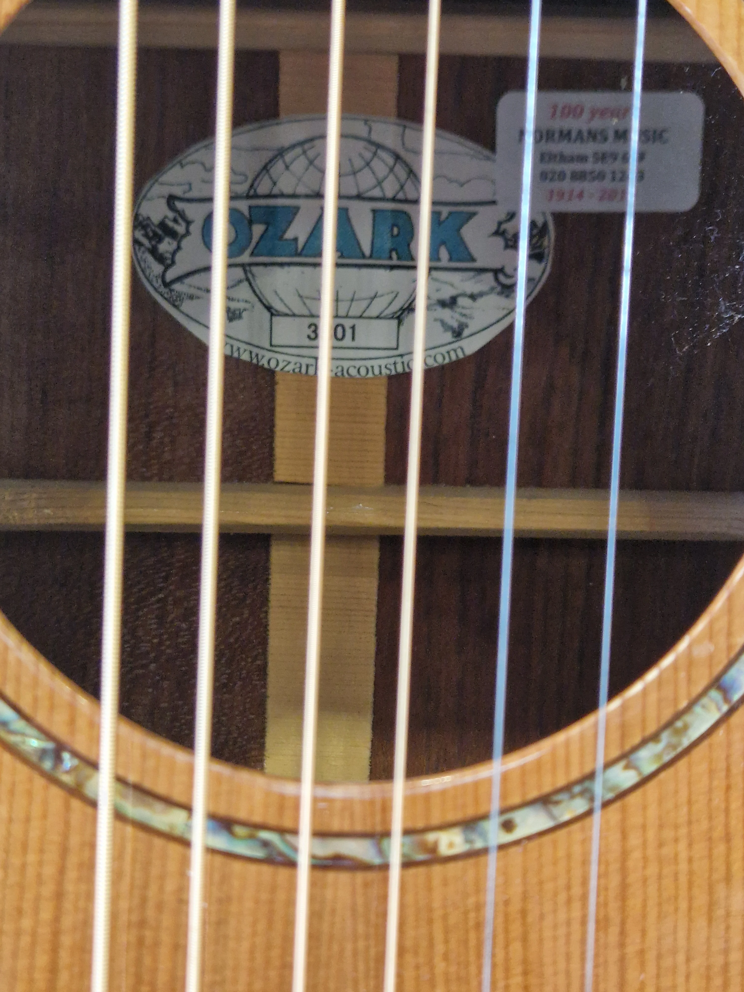 Ozark 3801 Dreadnought Acoustic Guitar – Solid Cedar Top & Koa Back – Very Good - Image 6