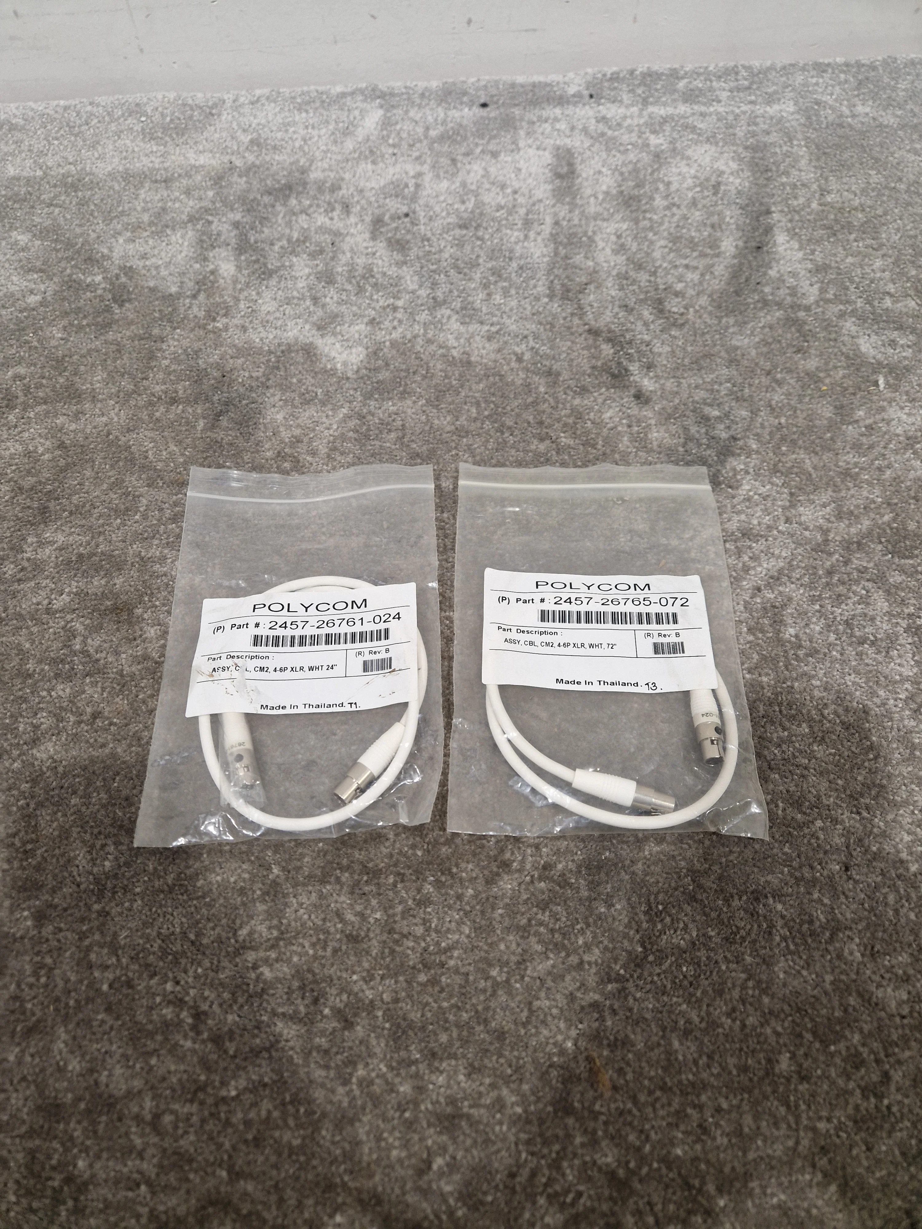 Pair OF Polycom White CM2 4-6P XLR Cables - High-Fidelity Audio - Excellent w/ Original Packaging - Image 2