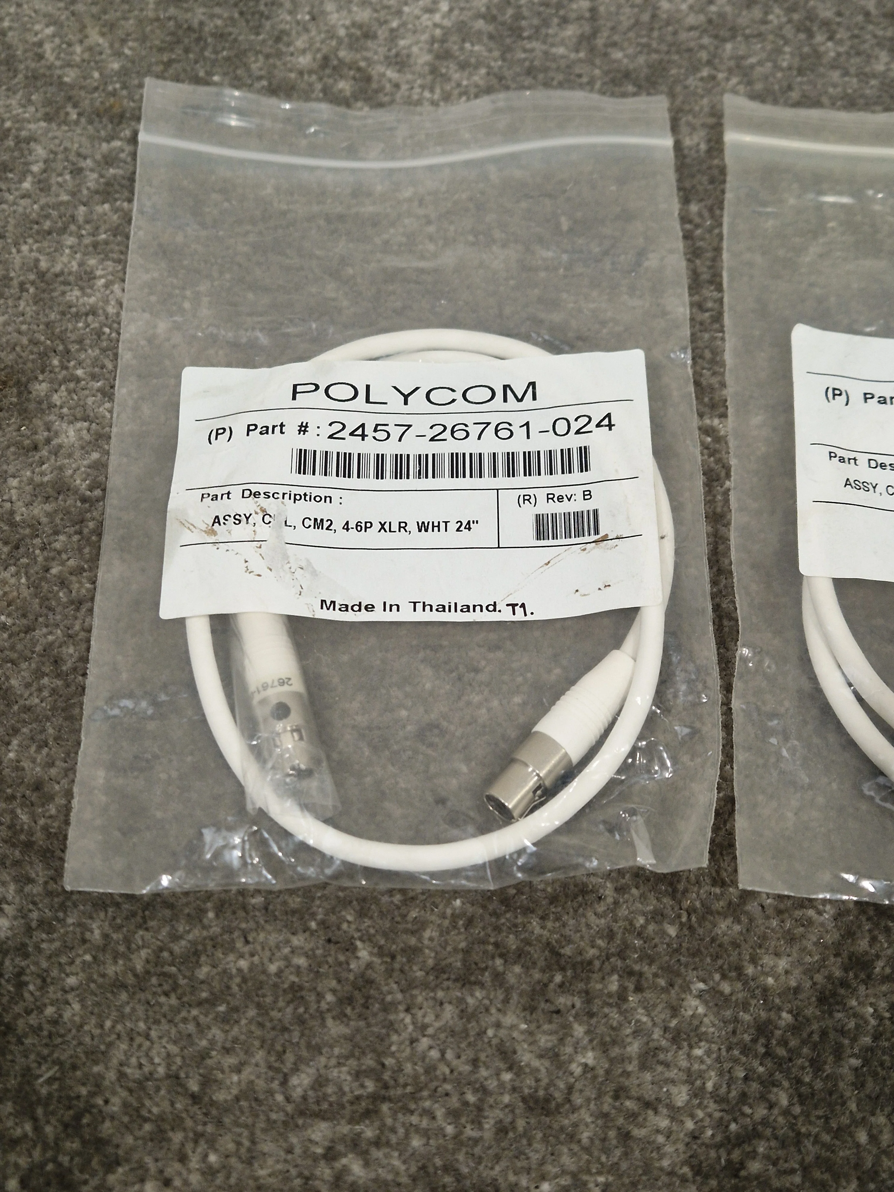 Pair OF Polycom White CM2 4-6P XLR Cables - High-Fidelity Audio - Excellent w/ Original Packaging - Image 9