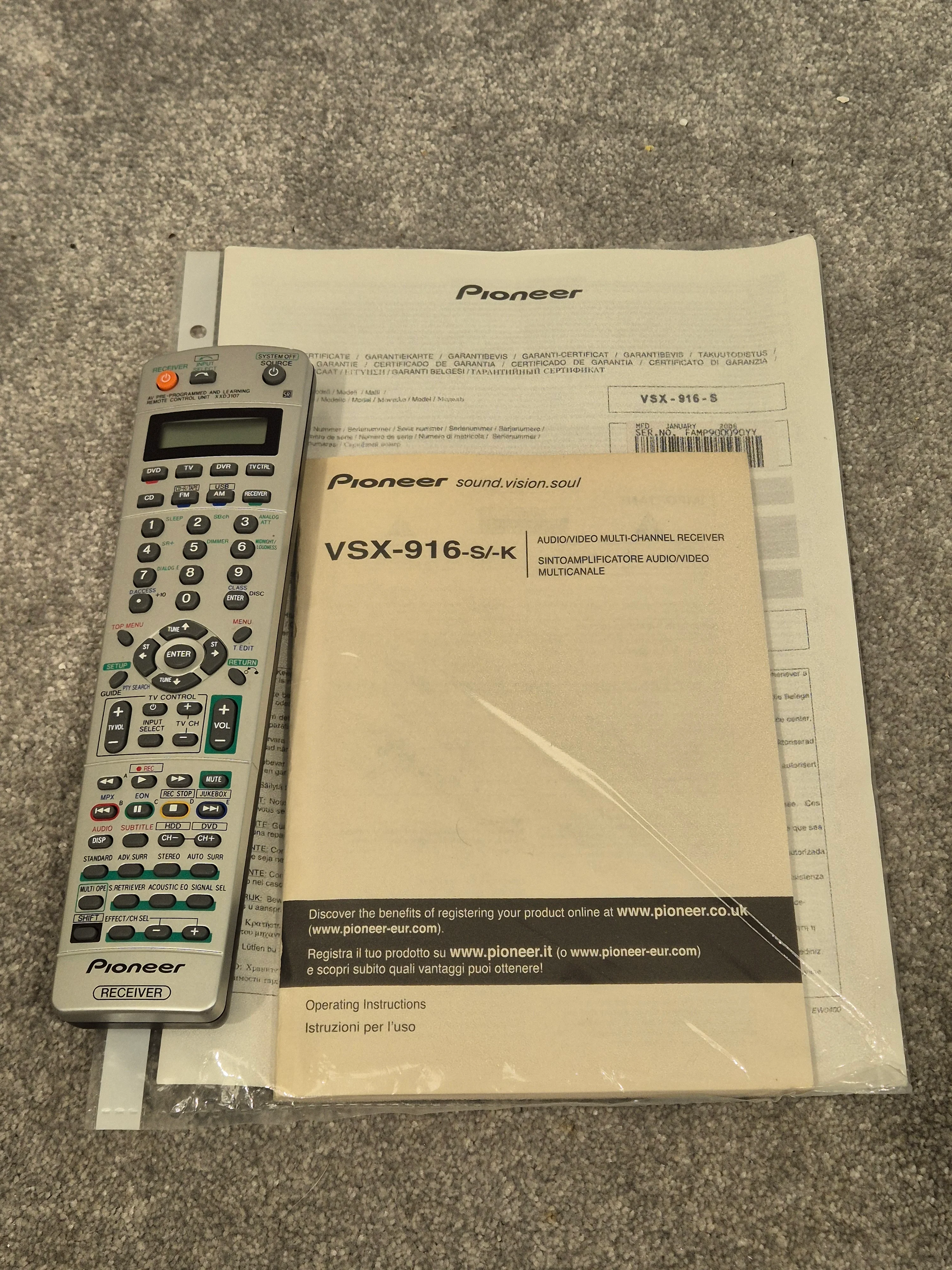 Pioneer Vsx 916s AV Receiver - 7.1 Channels, Dolby Digital - Excellent w/ Original Box - Image 11