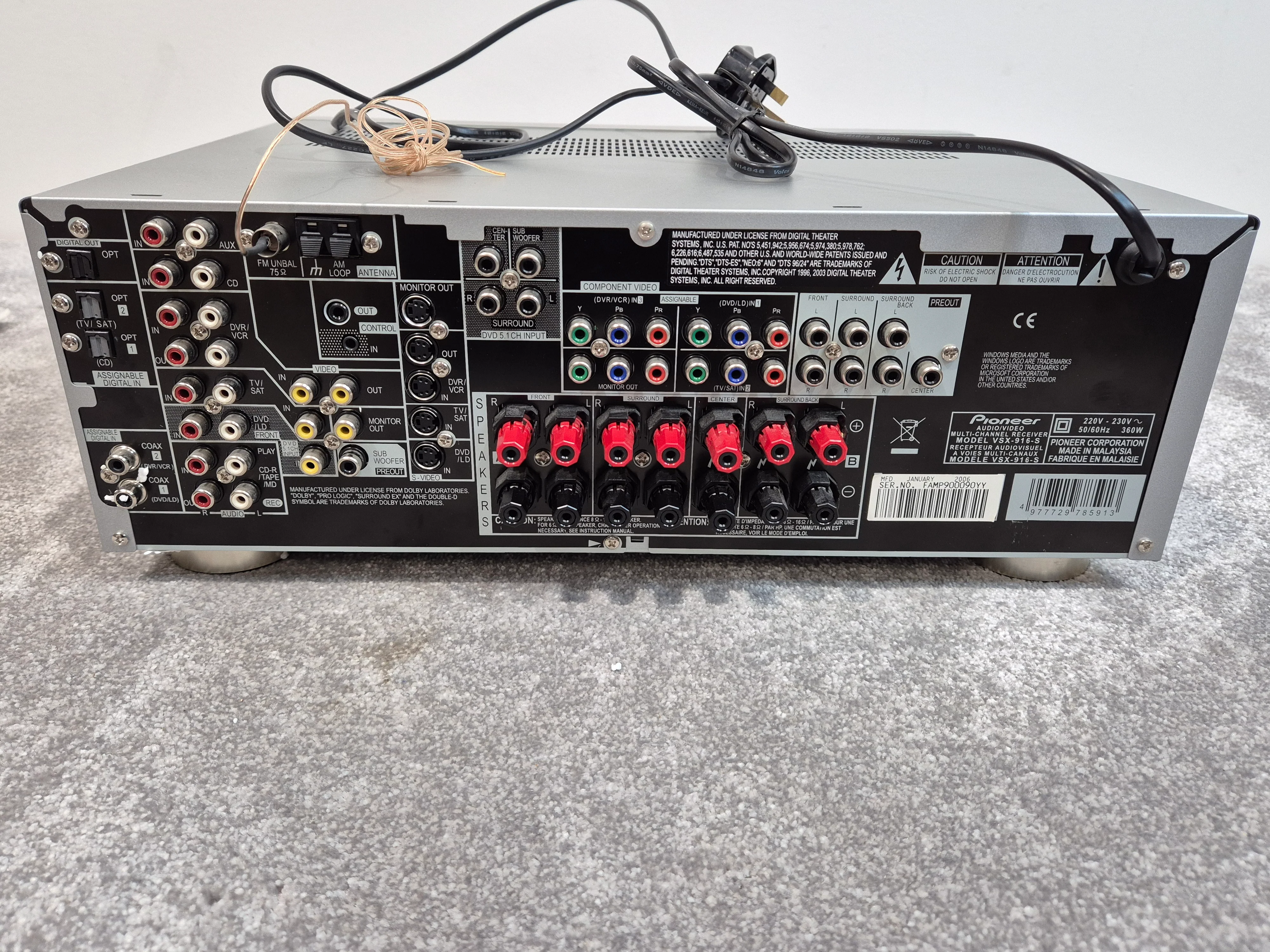 Pioneer Vsx 916s AV Receiver - 7.1 Channels, Dolby Digital - Excellent w/ Original Box - Image 6