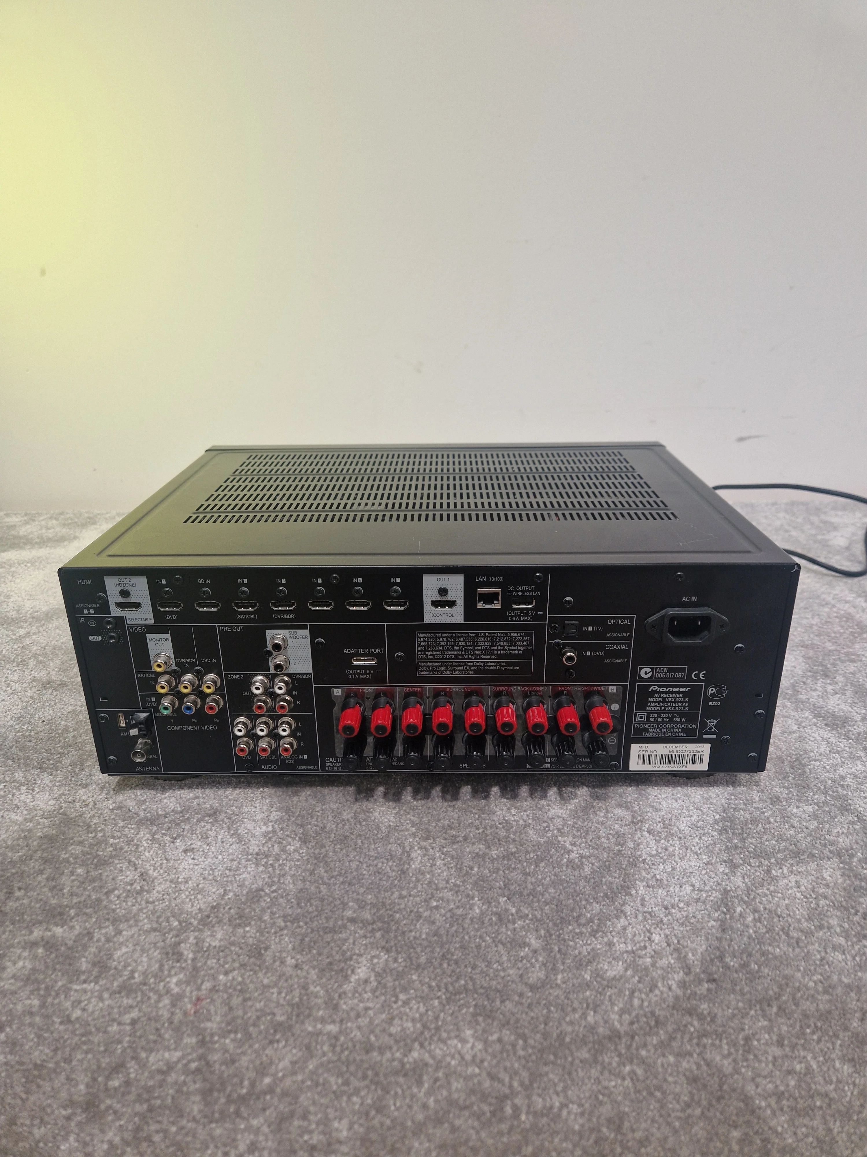 Pioneer VSX-923 7.2 Channel AV Receiver – 150W Amplifier - Very Good w/ Remote - Image 3