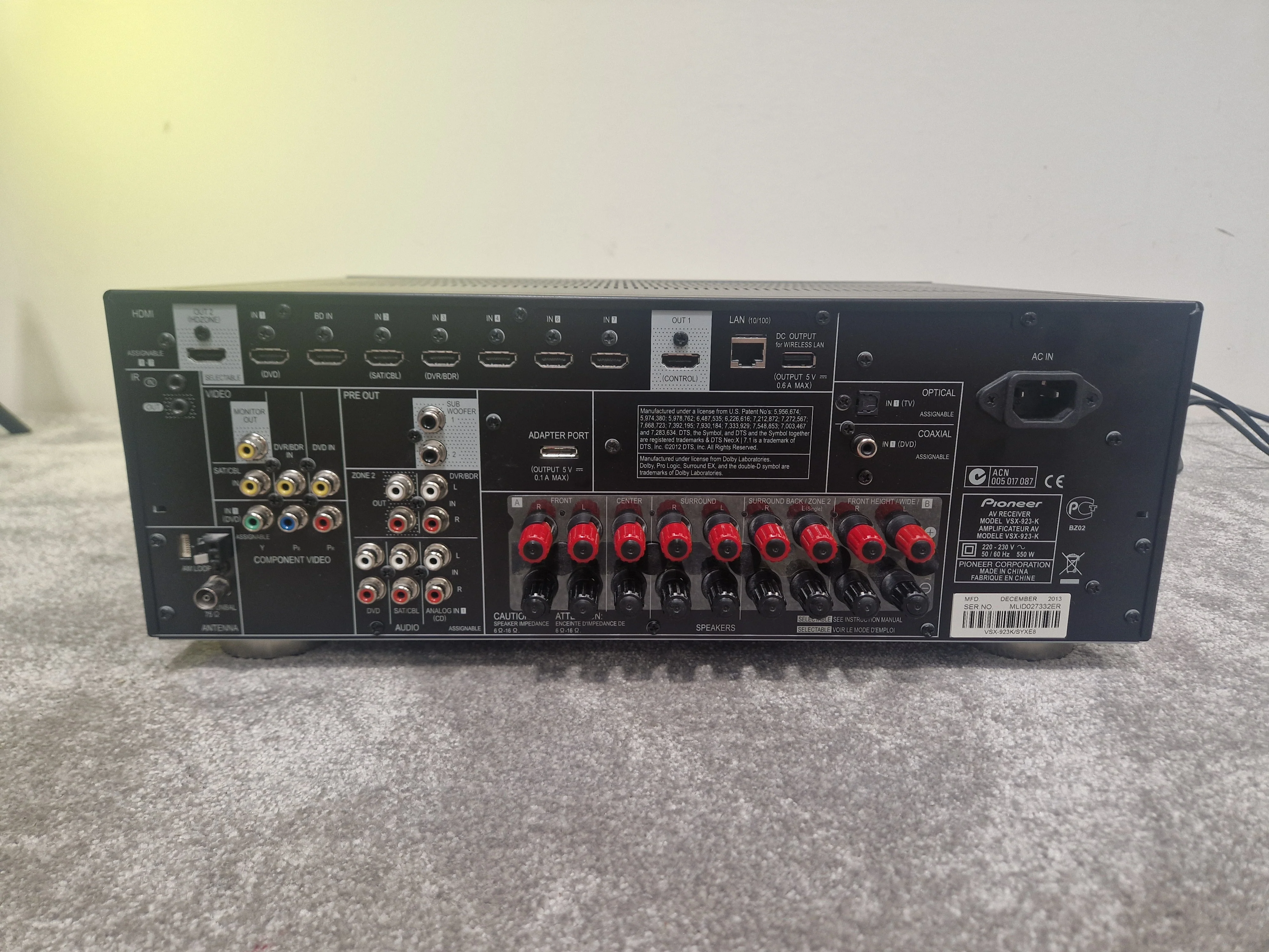 Pioneer VSX-923 7.2 Channel AV Receiver – 150W Amplifier - Very Good w/ Remote - Image 4