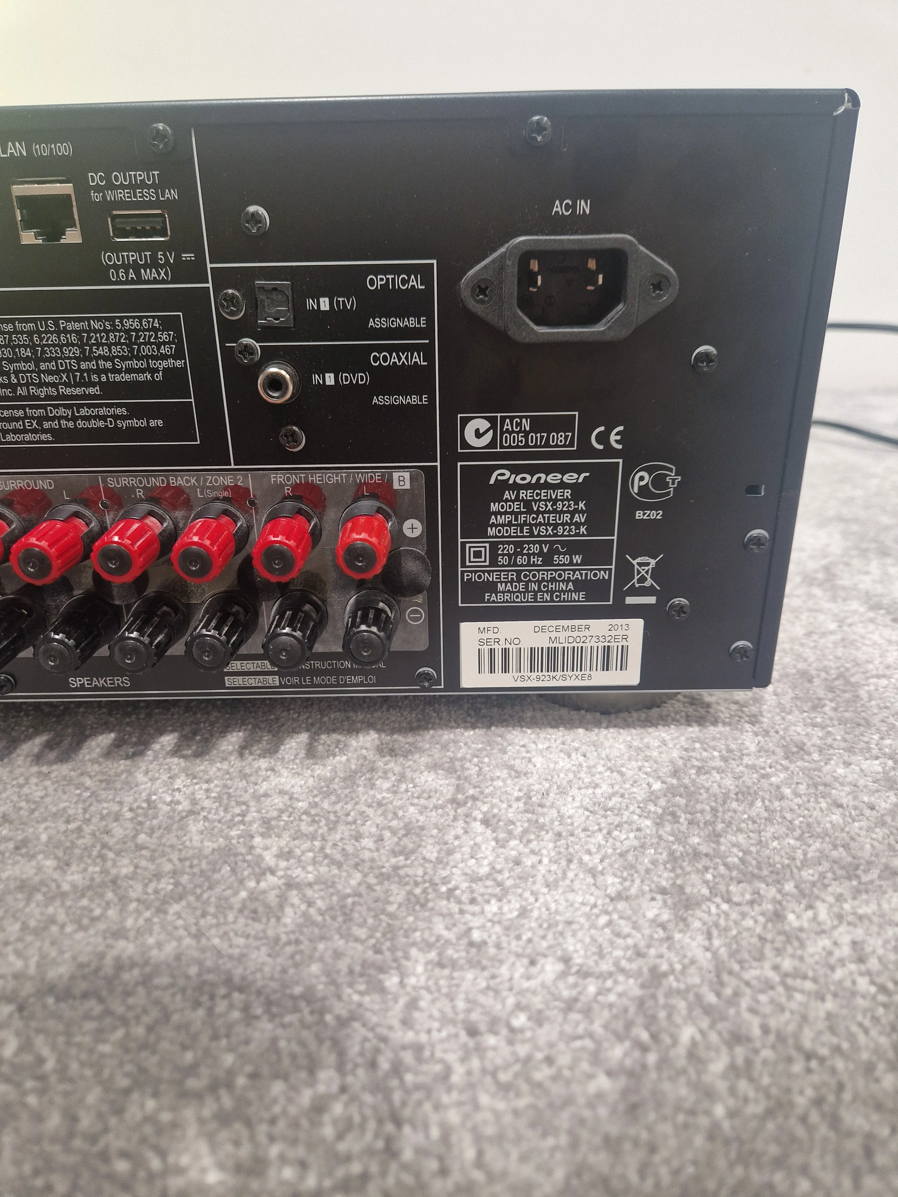 Pioneer VSX-923 7.2 Channel AV Receiver – 150W Amplifier - Very Good w/ Remote - Image 7