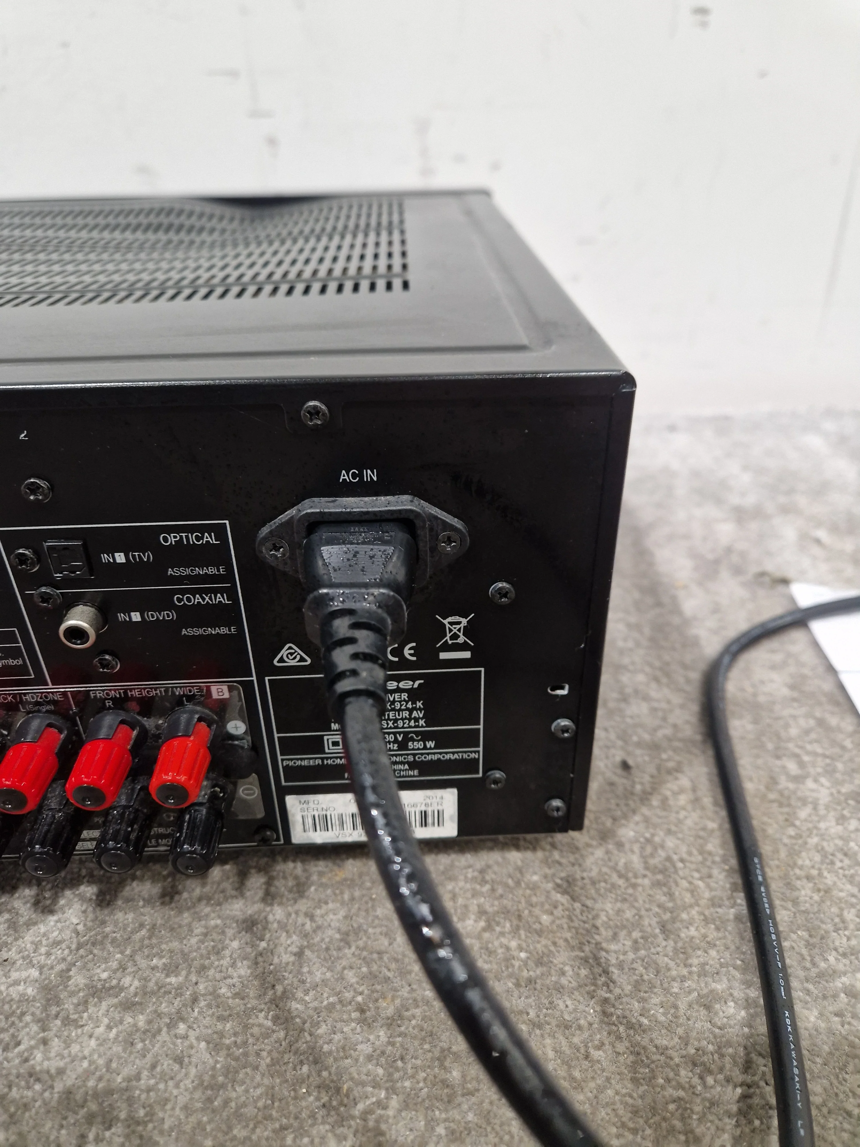 Pioneer VSX-924 - AV Receiver - Black - Good w/ Cables & Remote - Image 12