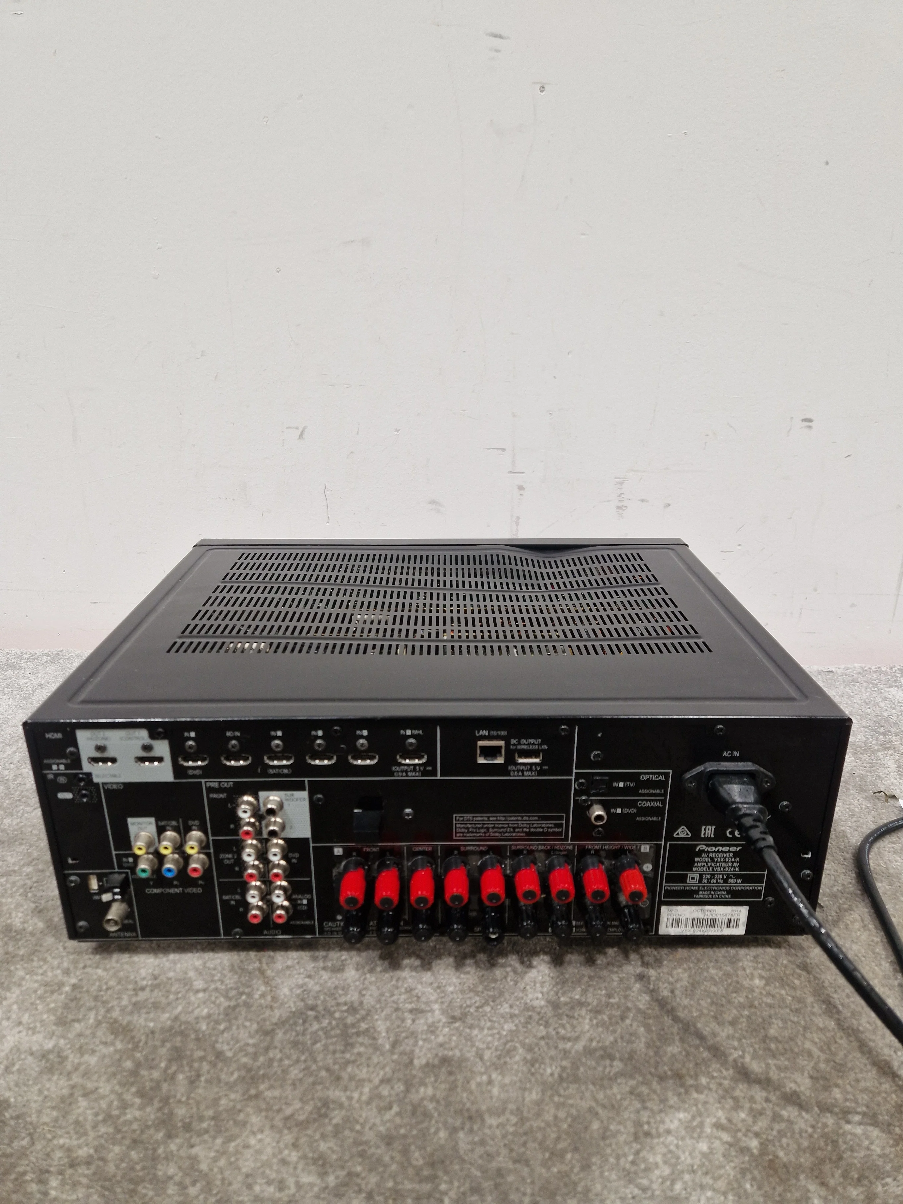 Pioneer VSX-924 - AV Receiver - Black - Good w/ Cables & Remote - Image 9