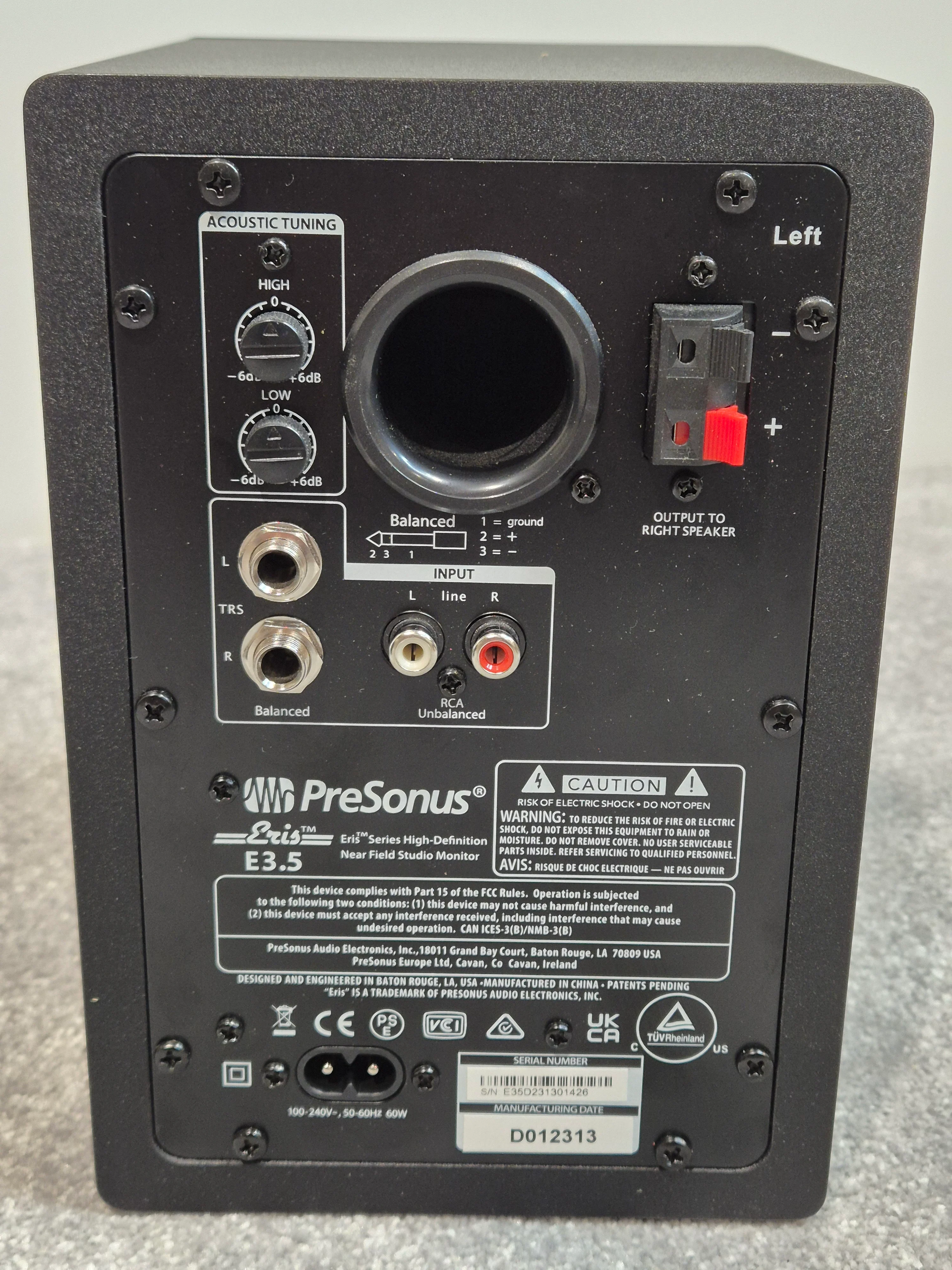 Presonus Eris 3.5 Studio Monitors - 3.5-inch Woofer, 1-inch Silk-Dome Tweeter - Excellent - Image 5