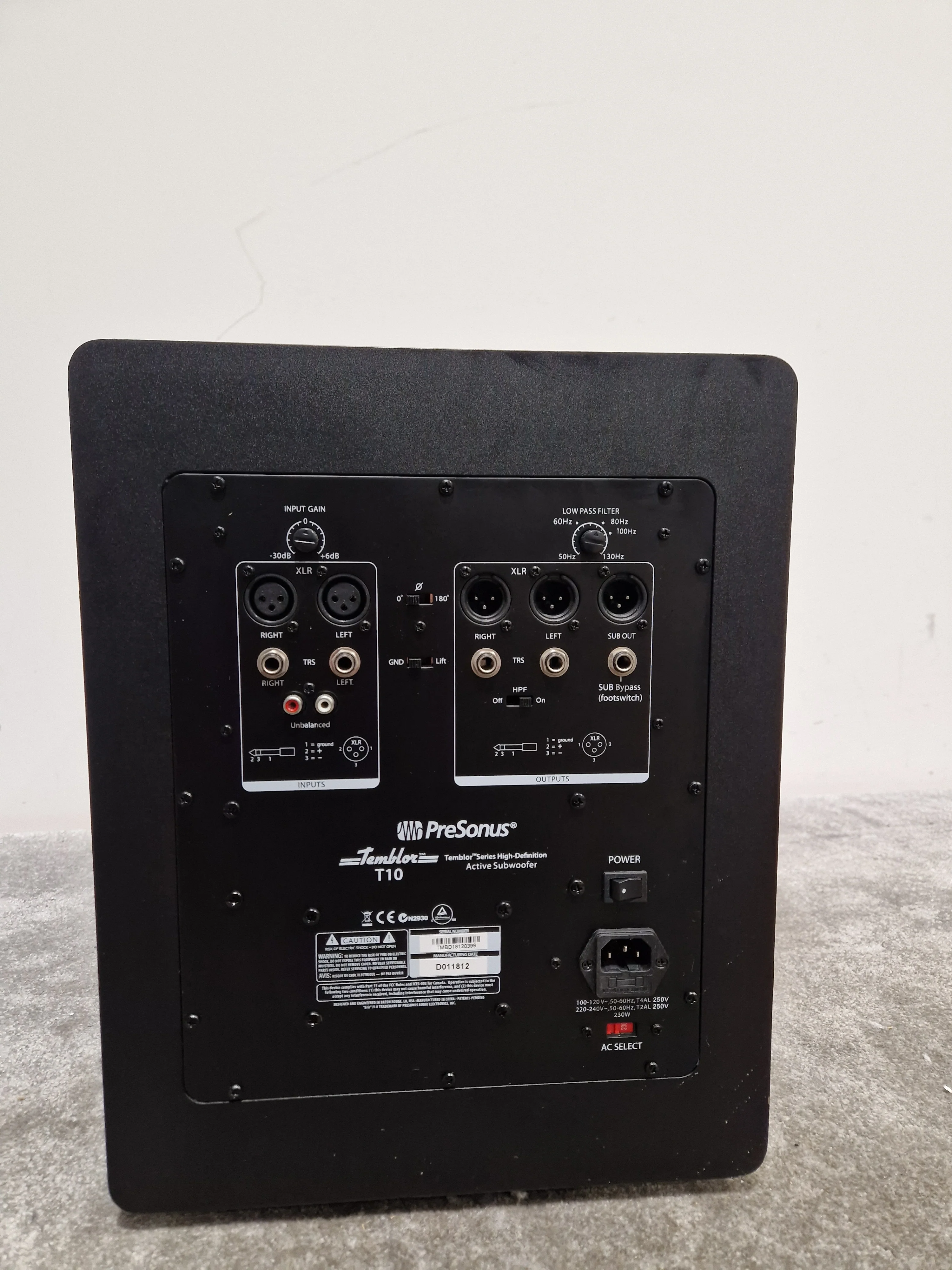 PreSonus Temblor T10 - Active Studio Subwoofer - 10-inch - Good w/ Original Box & Cables - Image 8