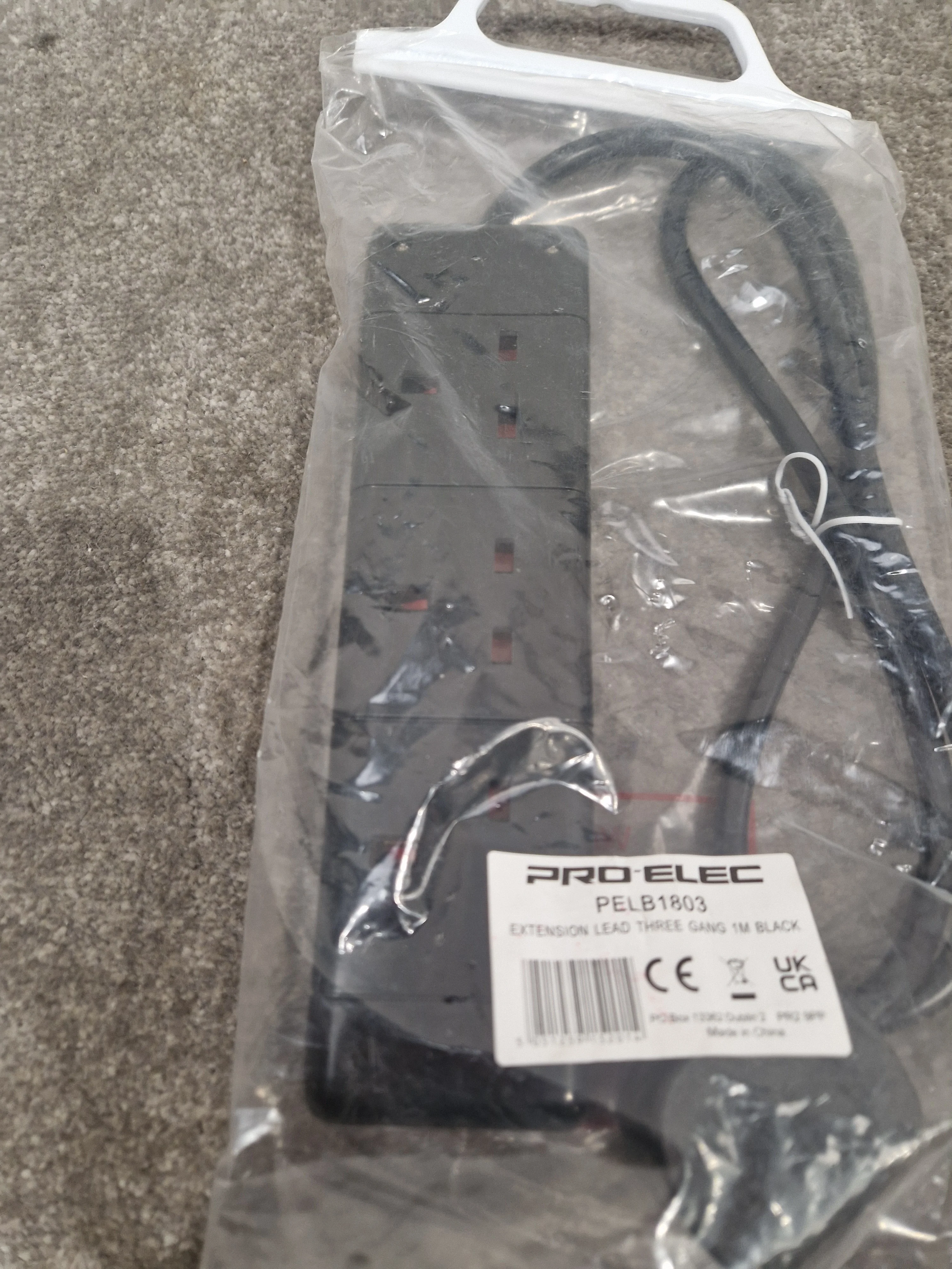 PRO-ELEC Extension Lead Three Gang 1M Black - Durable Power Solution - Excellent w/ Original Packaging - Image 6