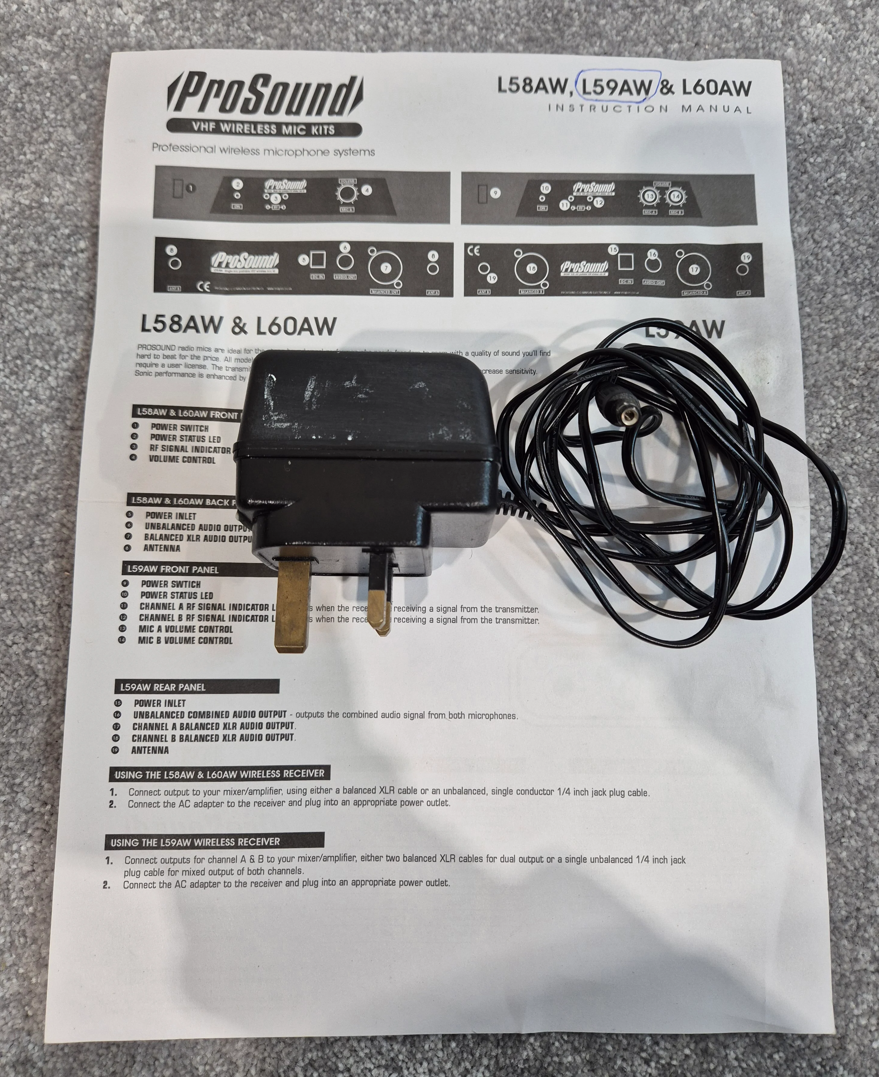 Prosound L59AW Twin Microphone Portable VHF Wireless + Black Case - Image 7